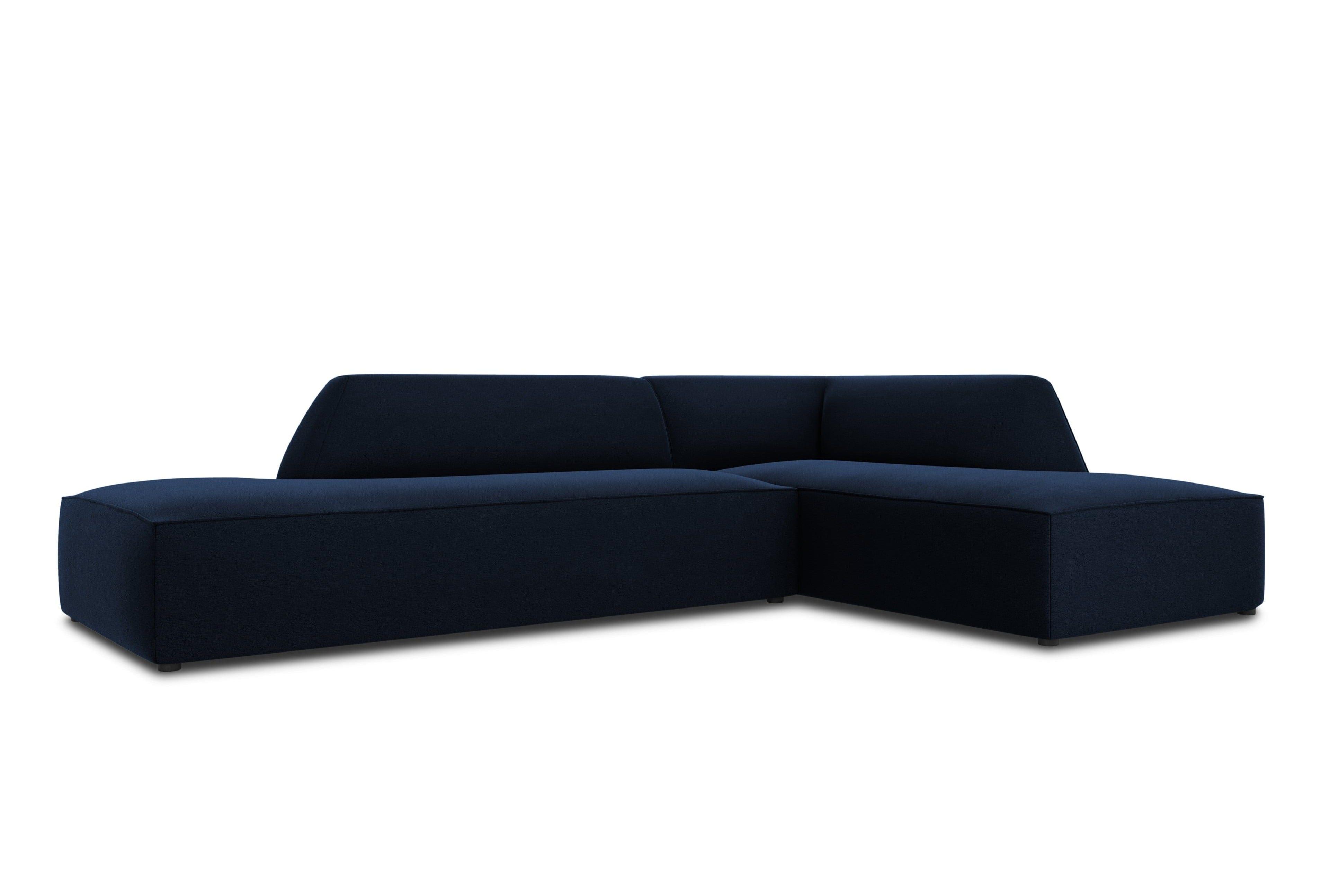 Sofa narożna aksamitna prawostronna RUBY granat królewski Micadoni    Eye on Design