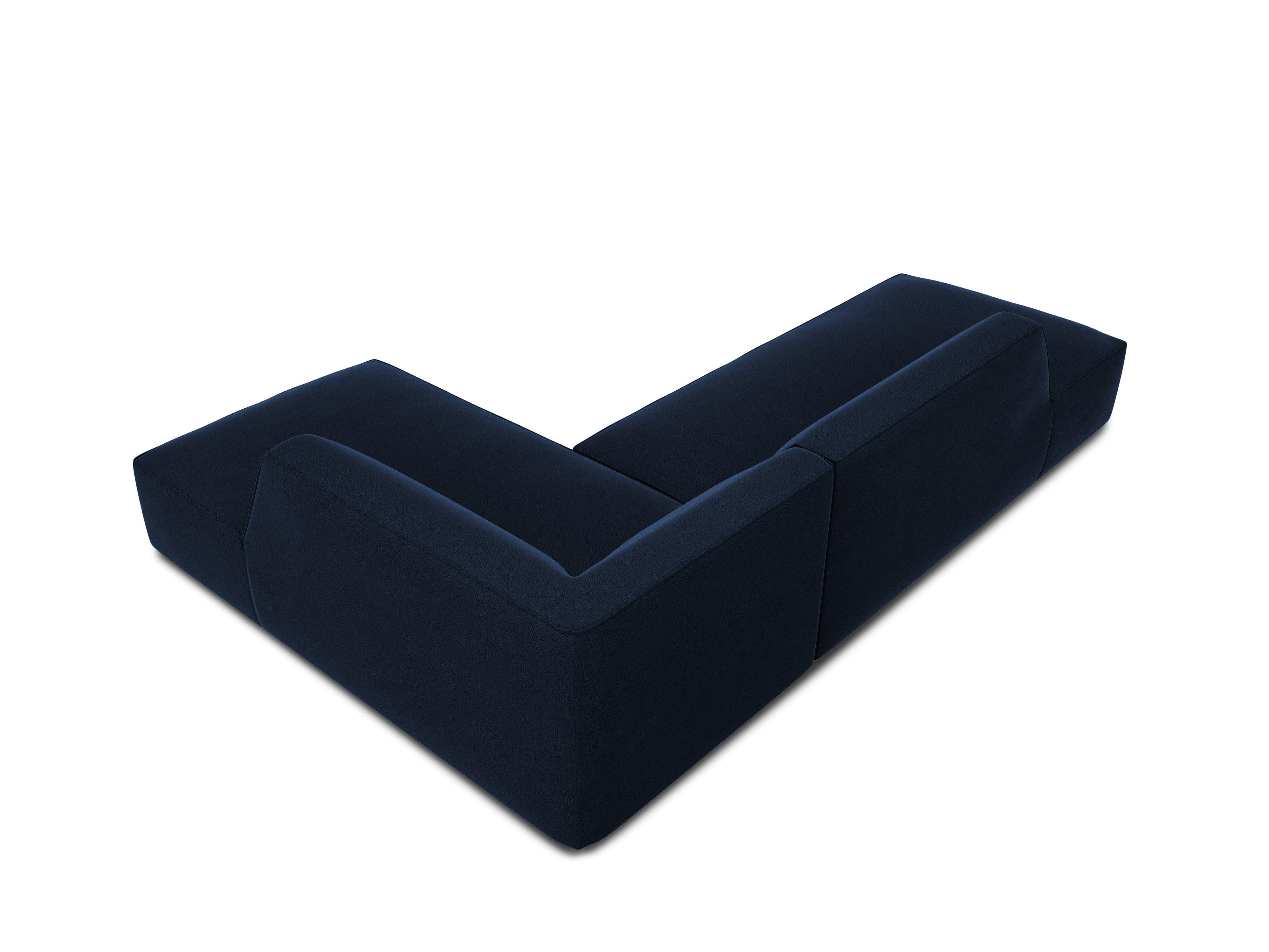 Sofa narożna aksamitna prawostronna RUBY granat królewski Micadoni    Eye on Design