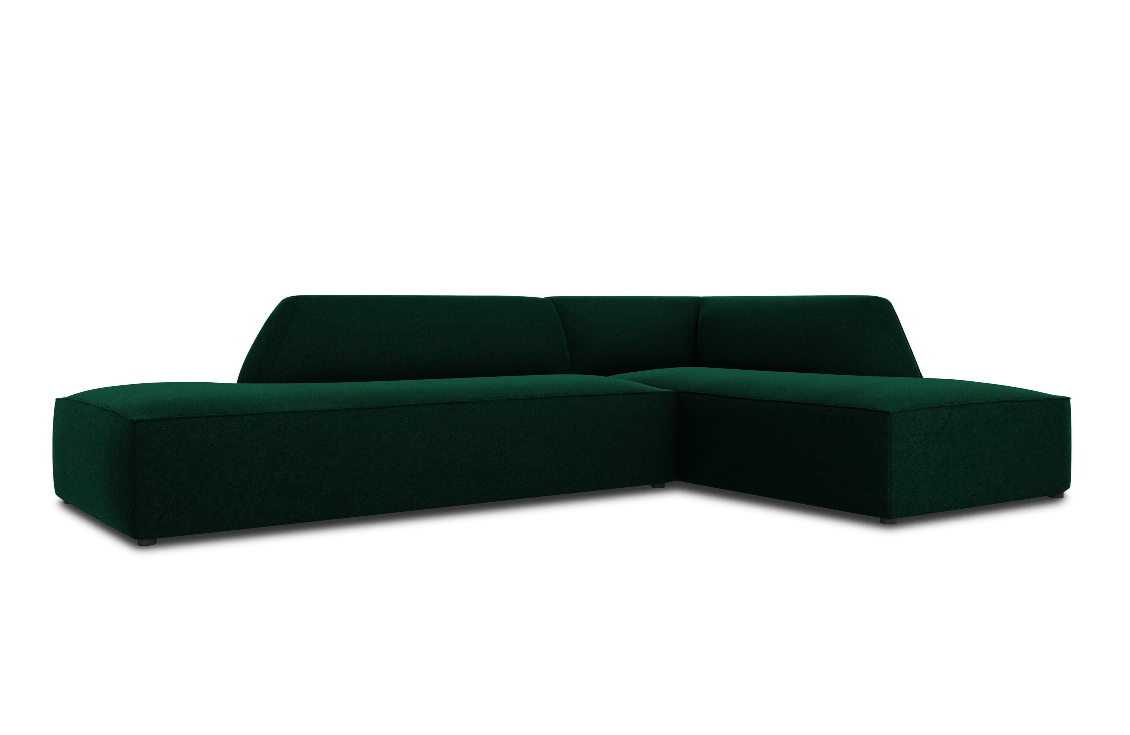 Sofa narożna aksamitna prawostronna RUBY butelkowa zieleń Micadoni    Eye on Design