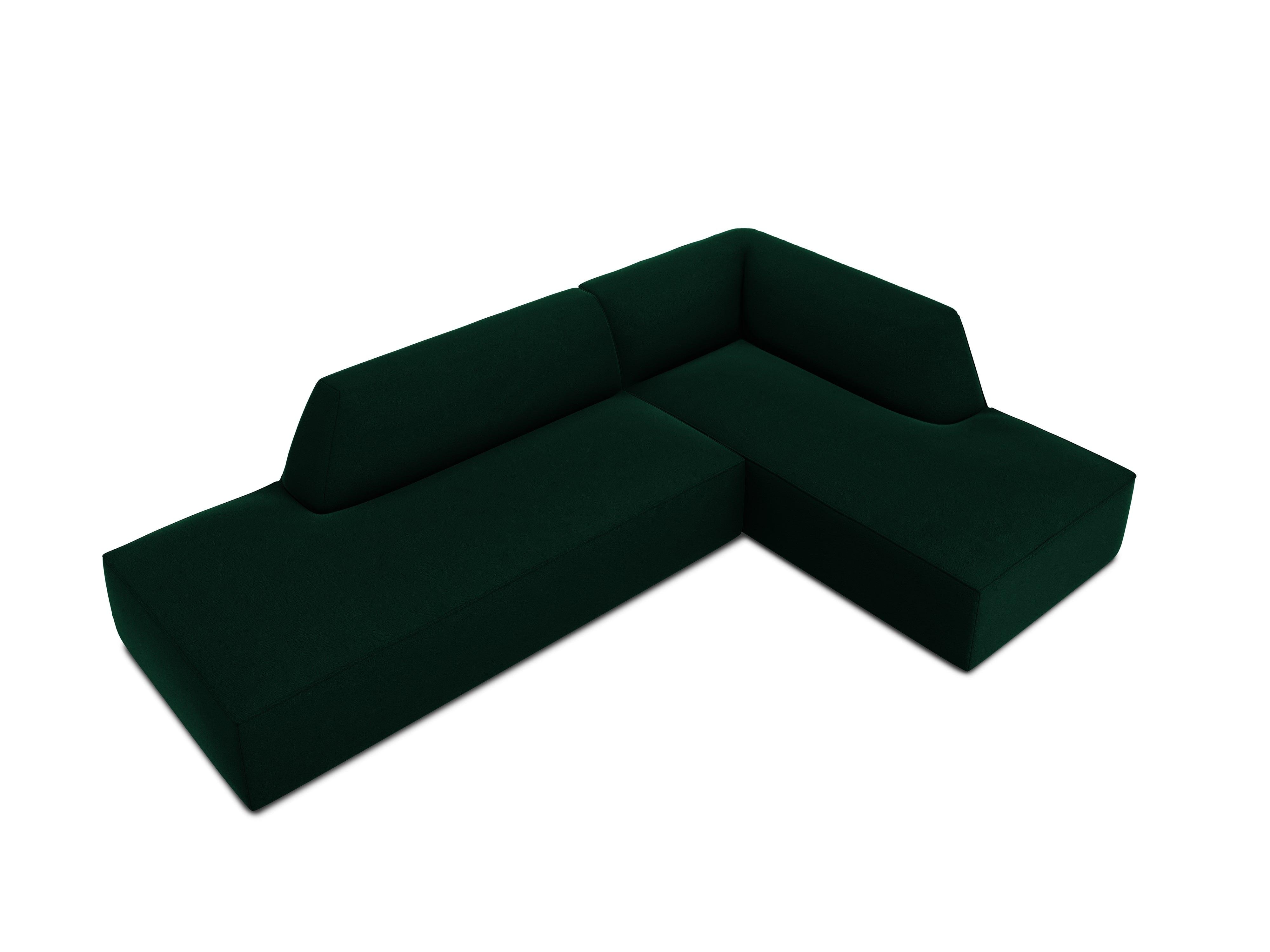 Sofa narożna aksamitna prawostronna RUBY butelkowa zieleń Micadoni    Eye on Design