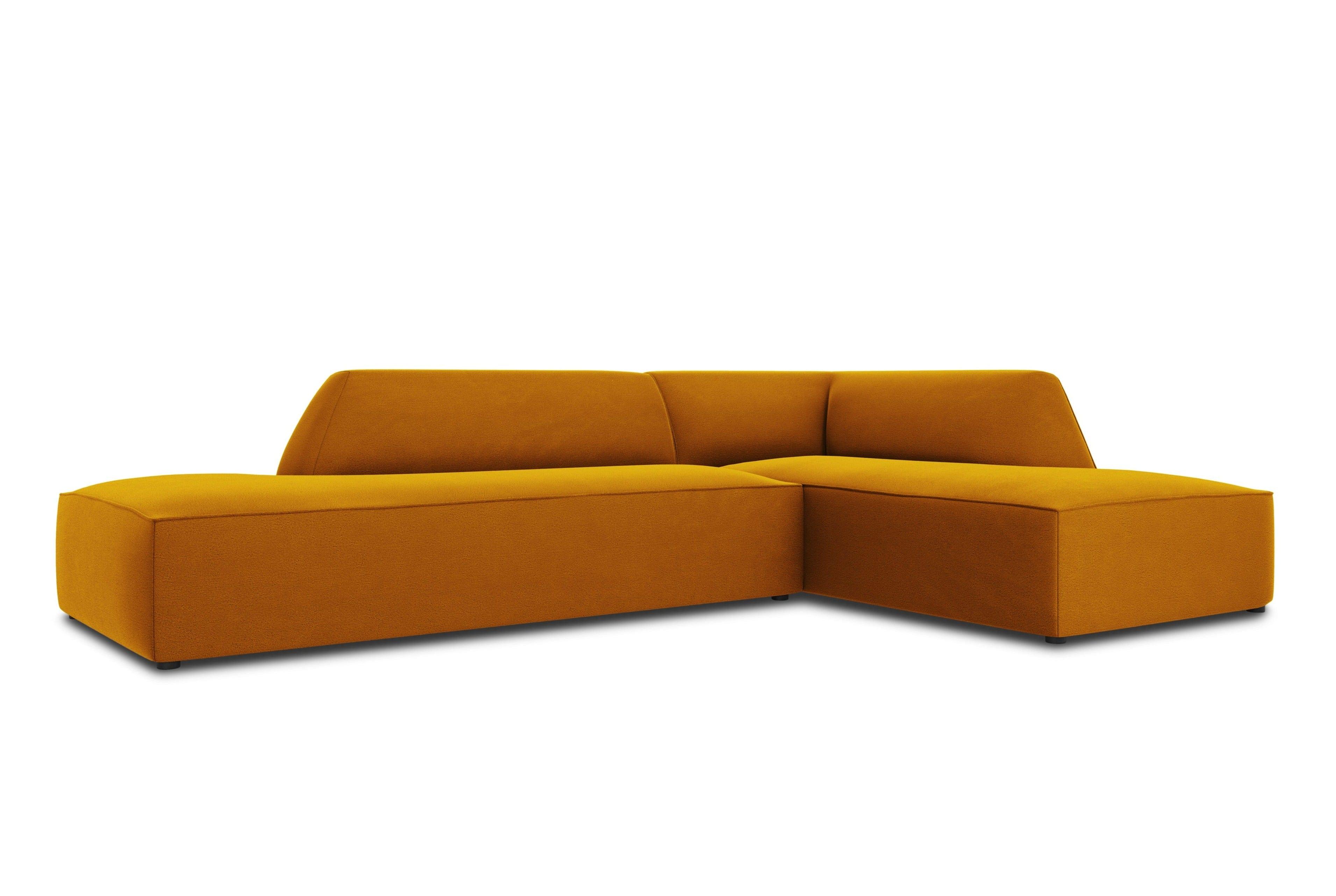 Sofa narożna aksamitna prawostronna RUBY żółty Micadoni    Eye on Design