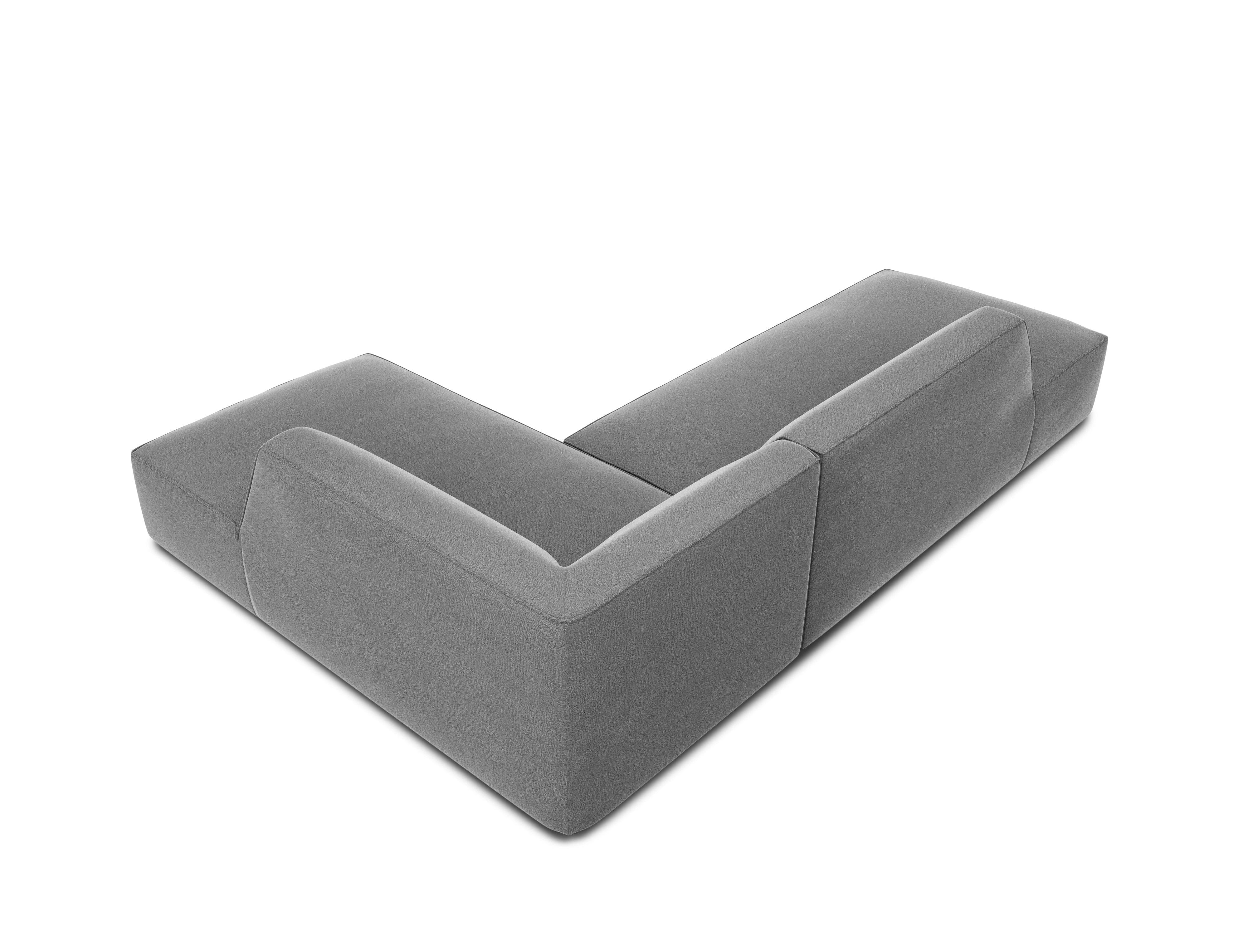 Sofa narożna aksamitna prawostronna RUBY jasnoszary Micadoni    Eye on Design
