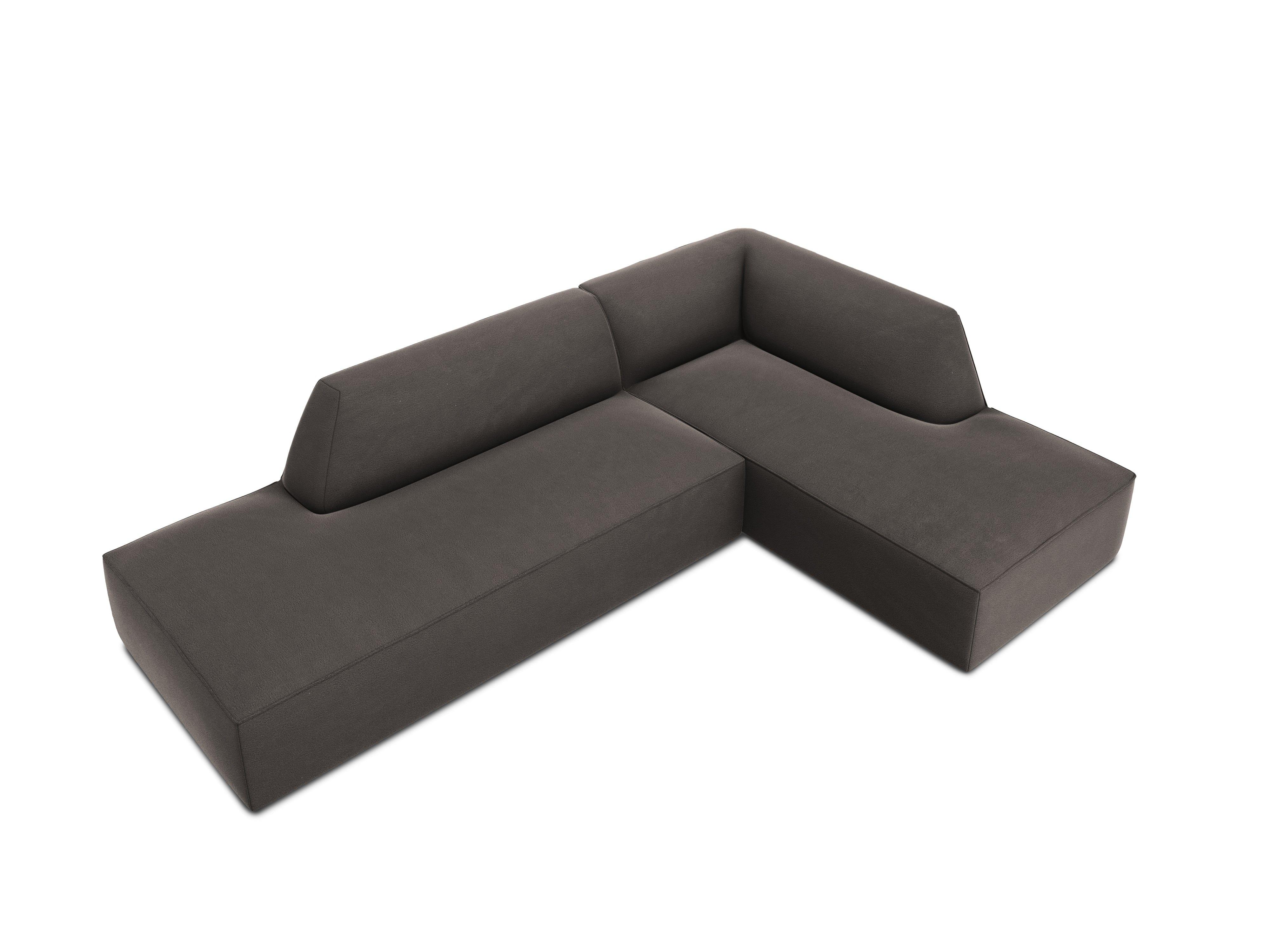 Sofa narożna aksamitna prawostronna RUBY ciemnoszary Micadoni    Eye on Design
