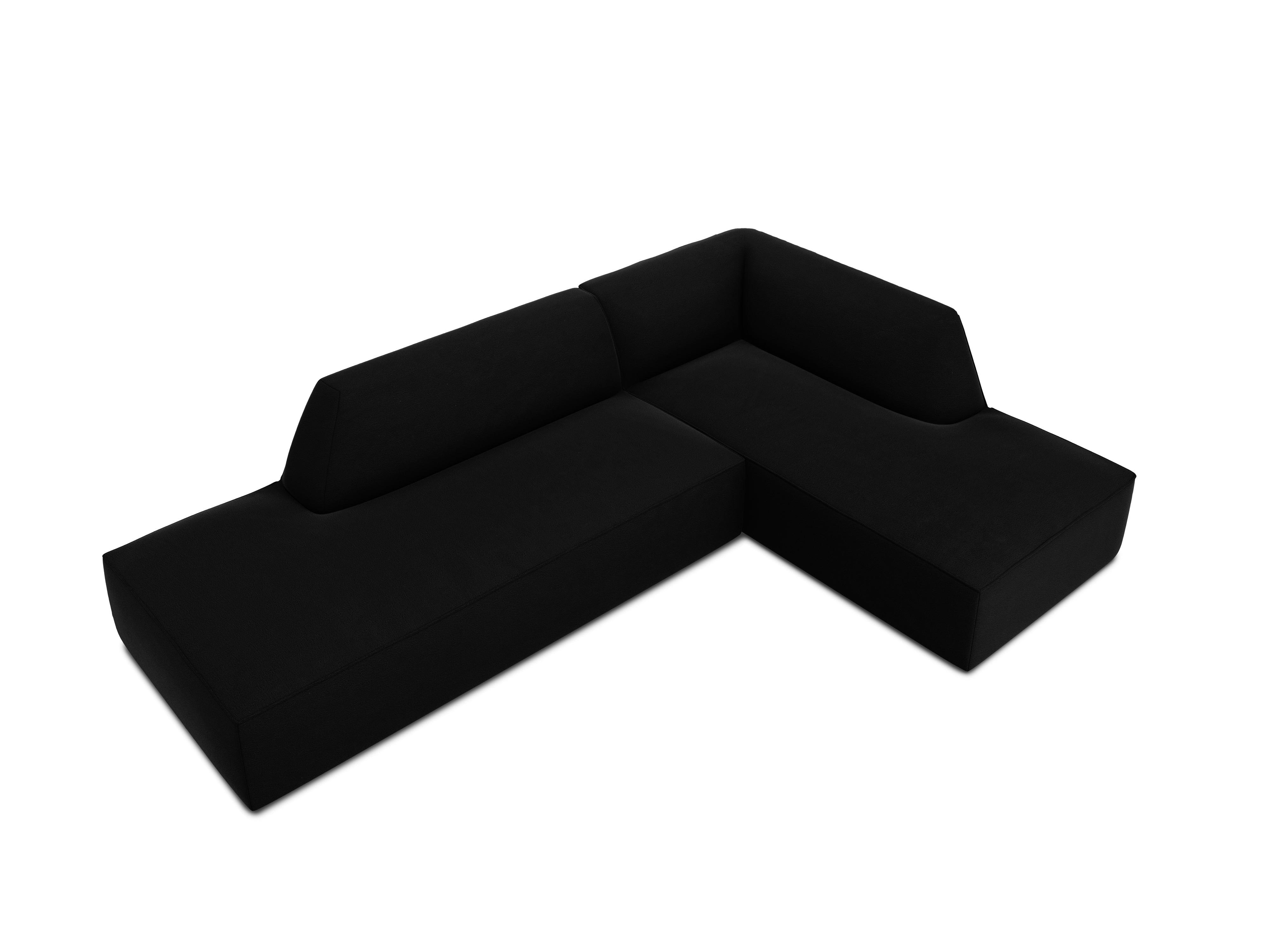 Sofa narożna aksamitna prawostronna RUBY czarny Micadoni    Eye on Design