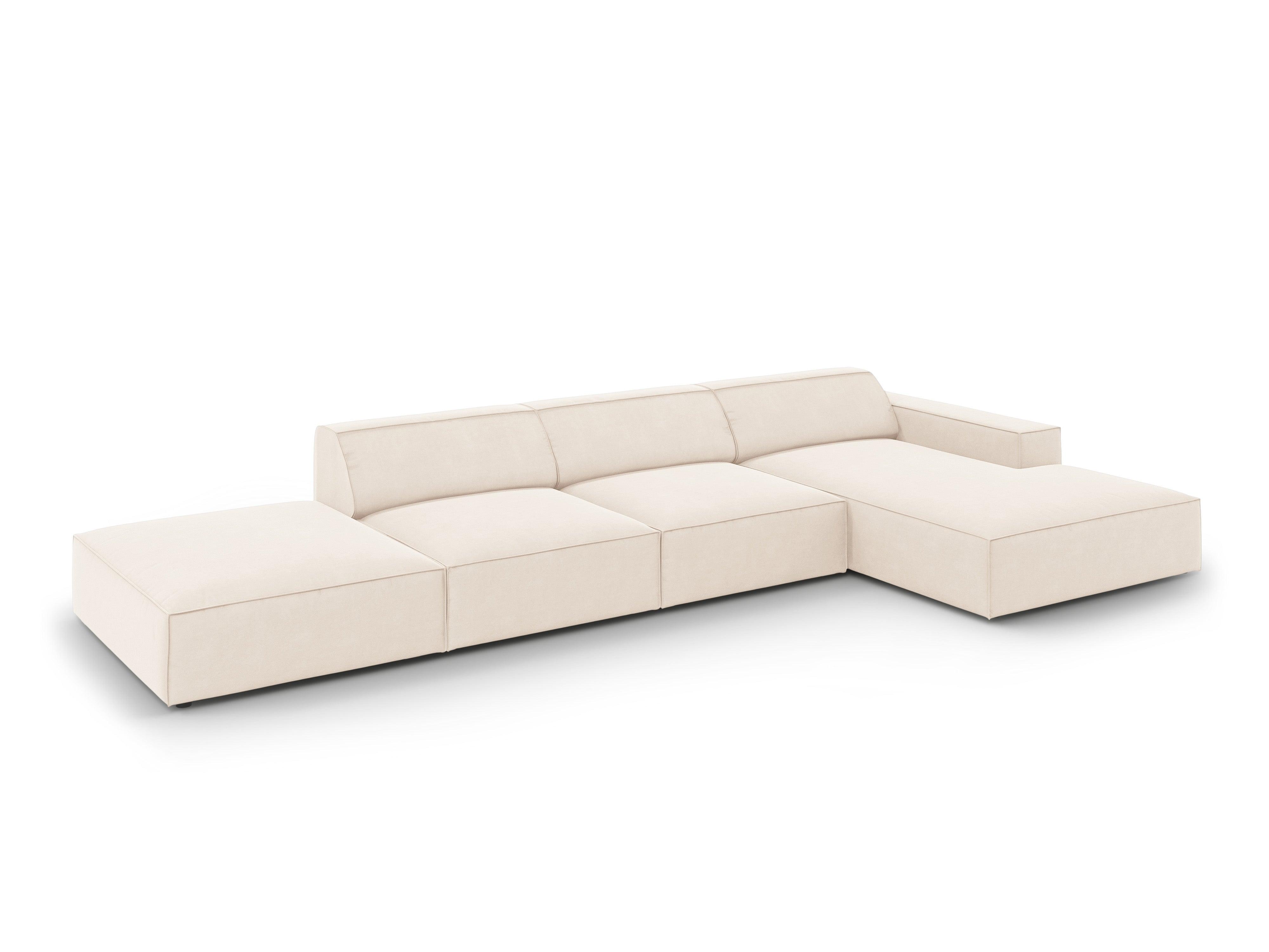 Narożnik aksamitny prawostronny 5-osobowy JODIE jasnobeżowy Micadoni    Eye on Design