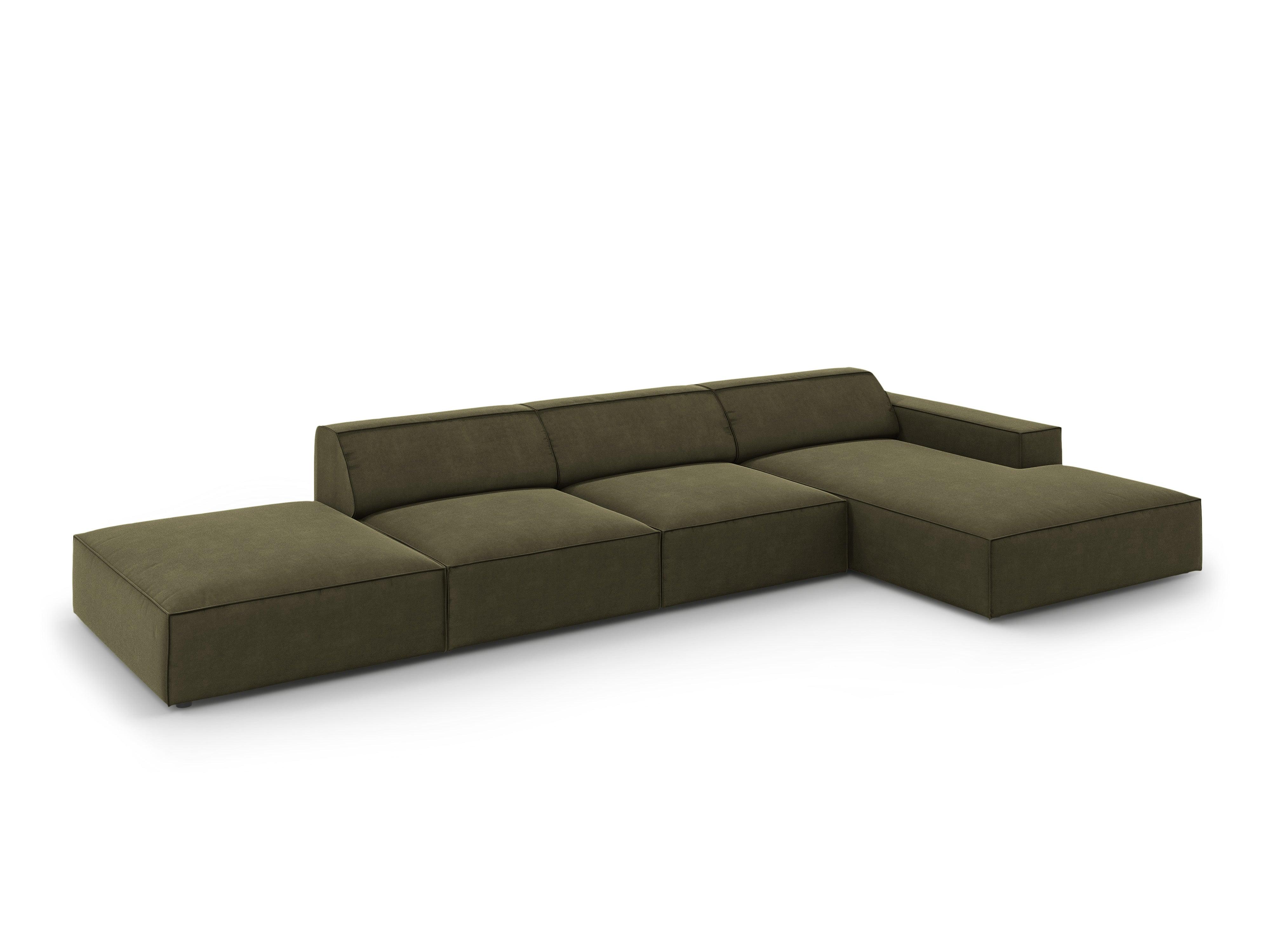 Narożnik aksamitny prawostronny 5-osobowy JODIE zielony Micadoni    Eye on Design