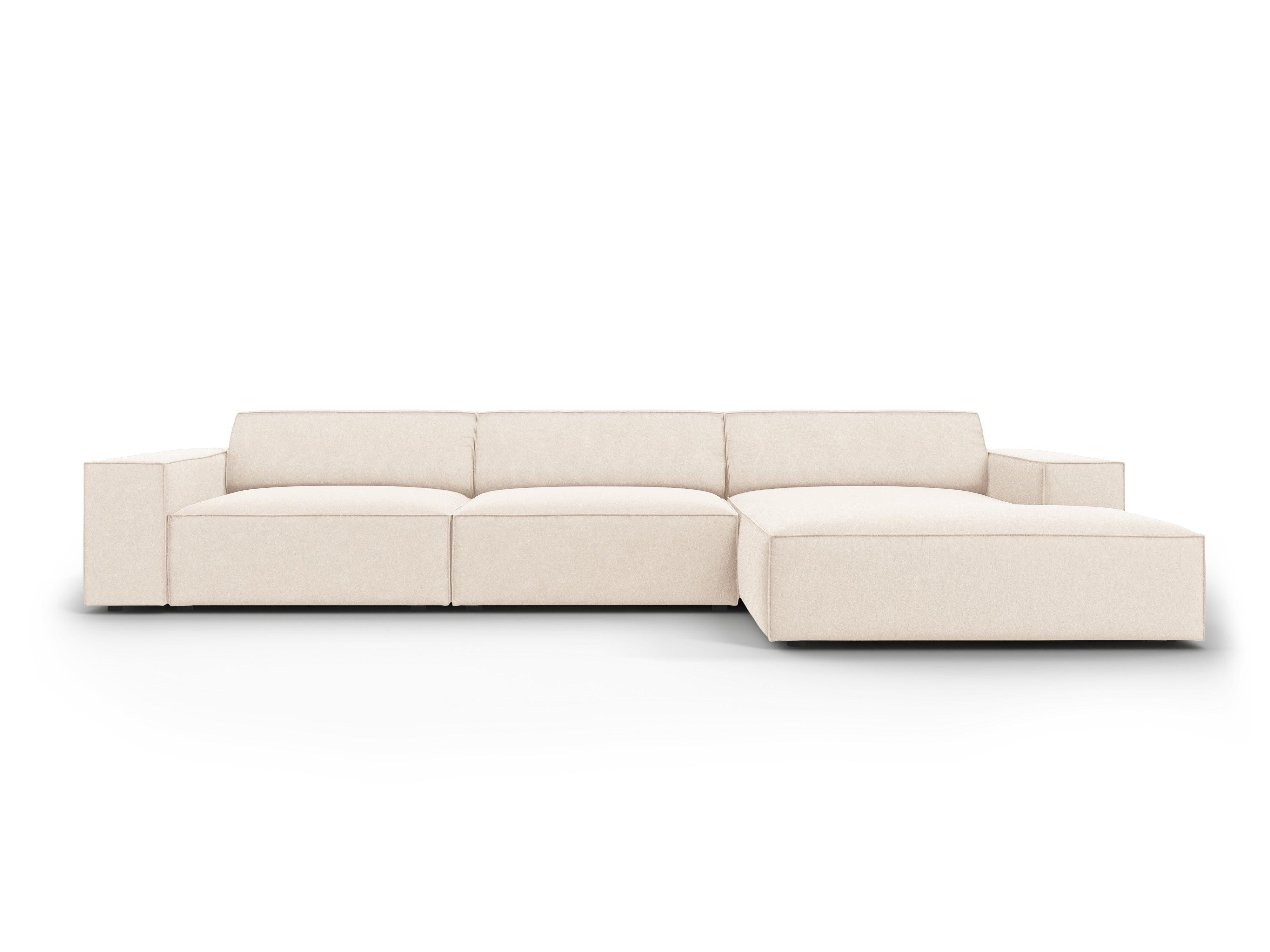 Narożnik aksamitny prawostronny 4-osobowy JODIE jasnobeżowy Micadoni    Eye on Design