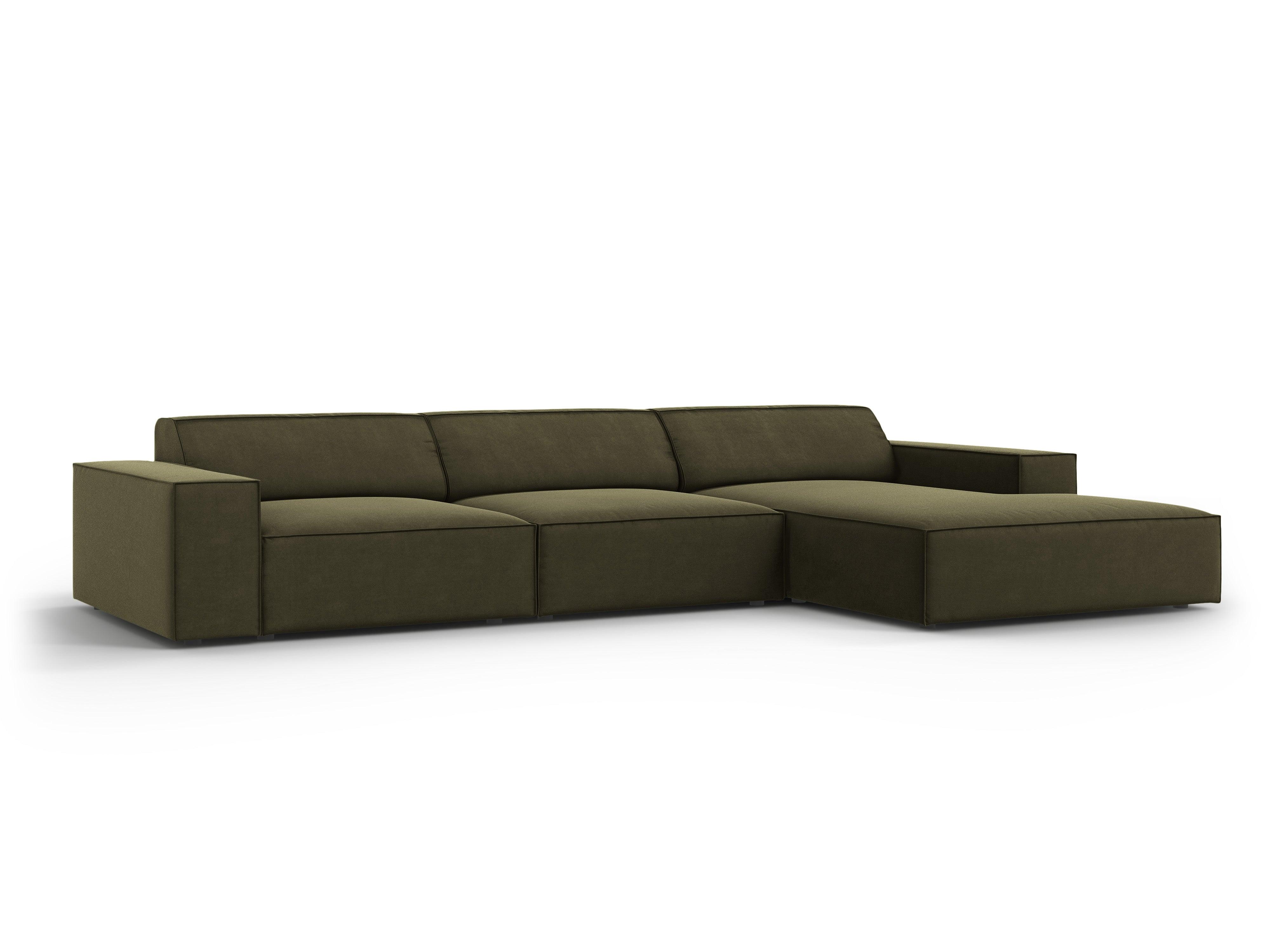 Narożnik aksamitny prawostronny 4-osobowy JODIE zielony Micadoni    Eye on Design