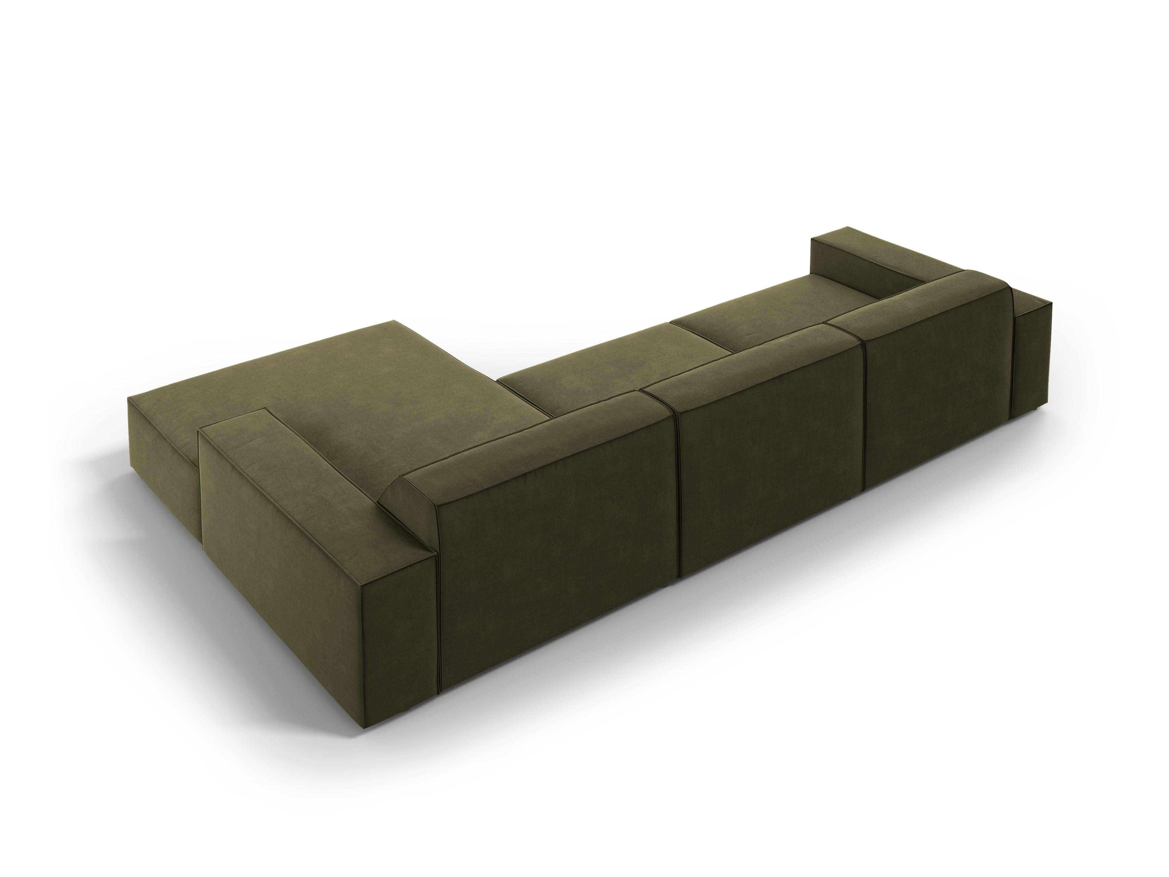 Narożnik aksamitny prawostronny 4-osobowy JODIE zielony Micadoni    Eye on Design