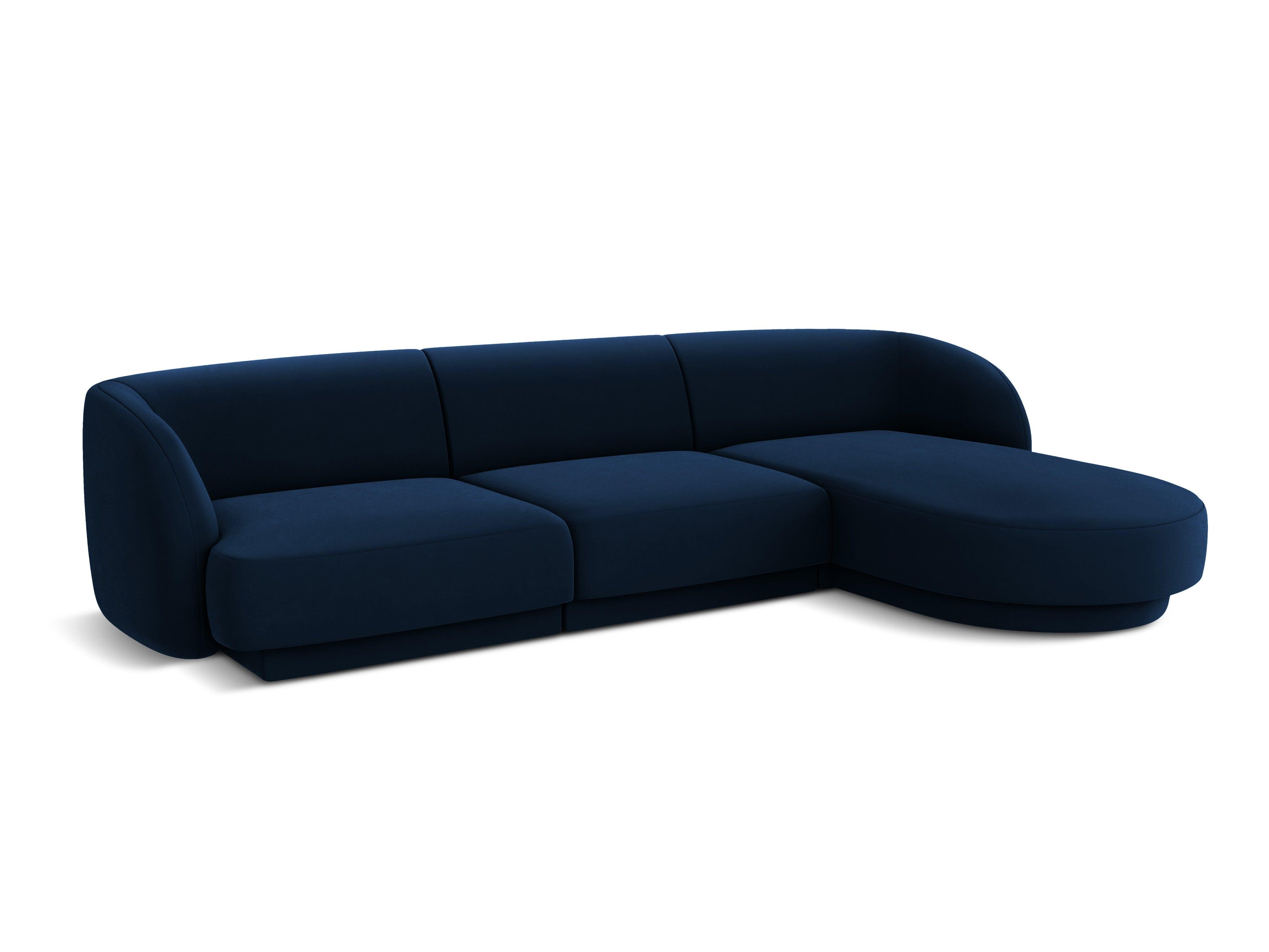 Narożnik aksamitny 4-osobowy prawostronny MILEY granatowy Micadoni    Eye on Design