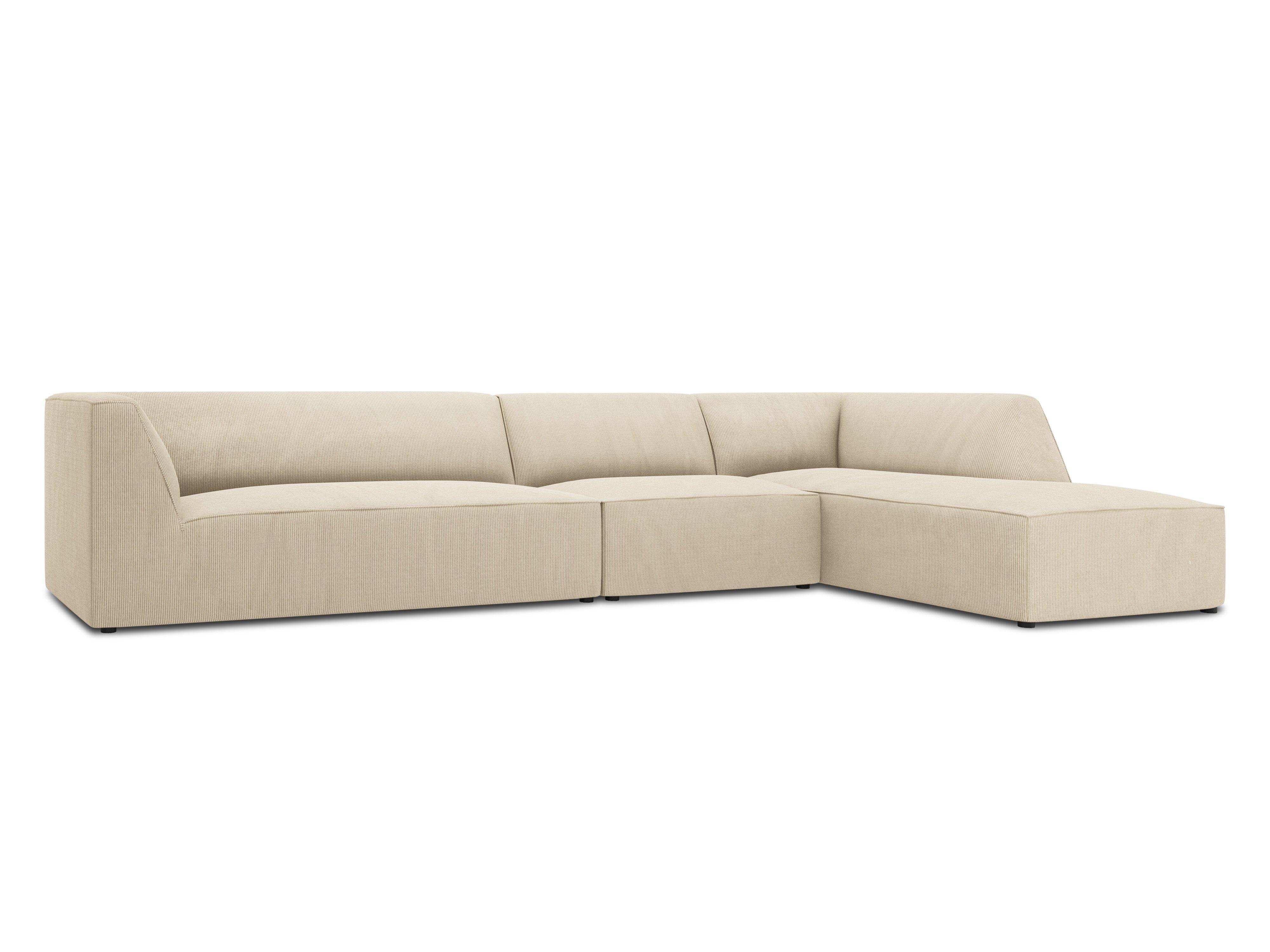 Narożnik sztruksowy 5-osobowy prawostronny RUBY beżowy Micadoni    Eye on Design
