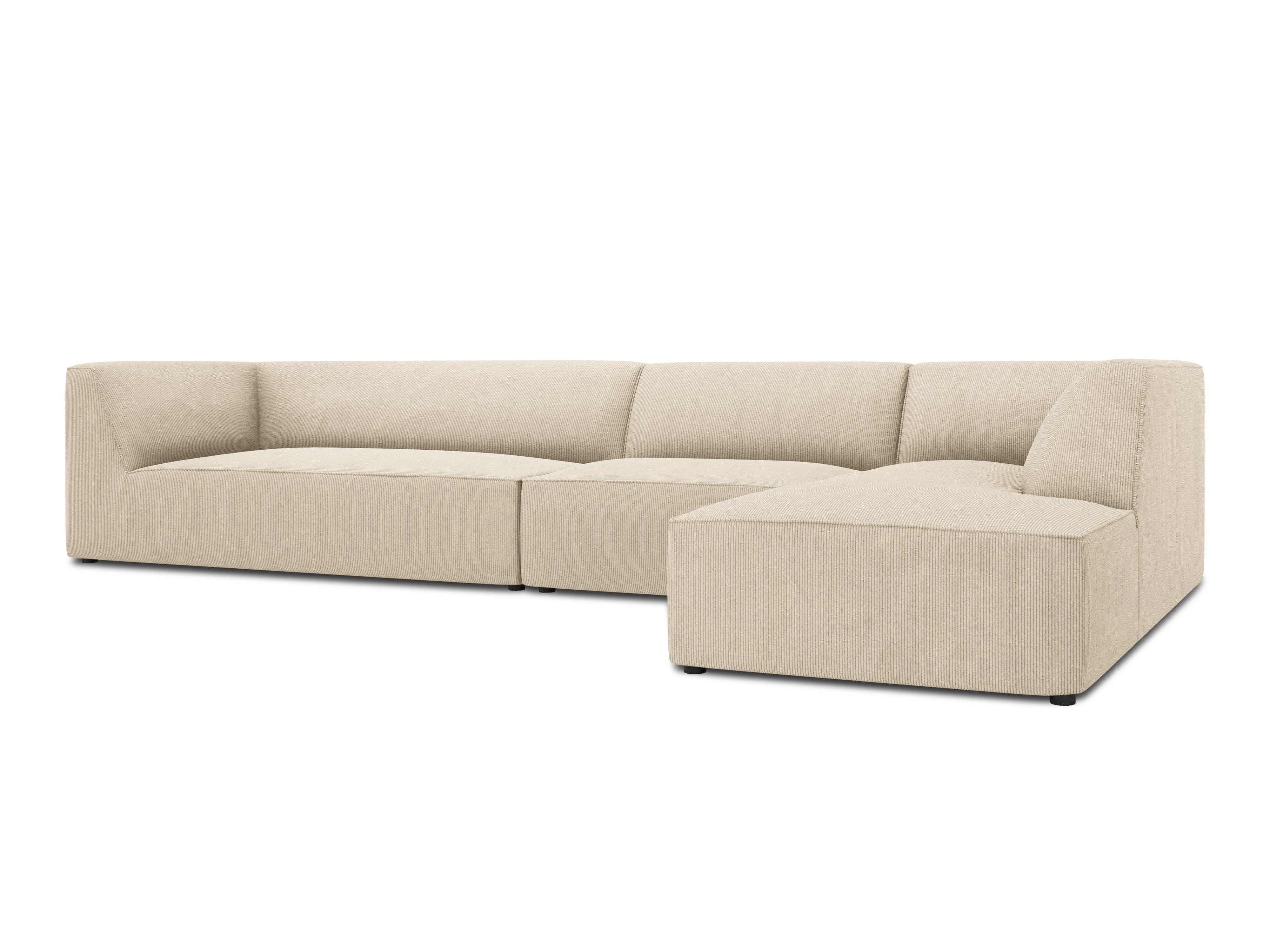 Narożnik sztruksowy 5-osobowy prawostronny RUBY beżowy Micadoni    Eye on Design