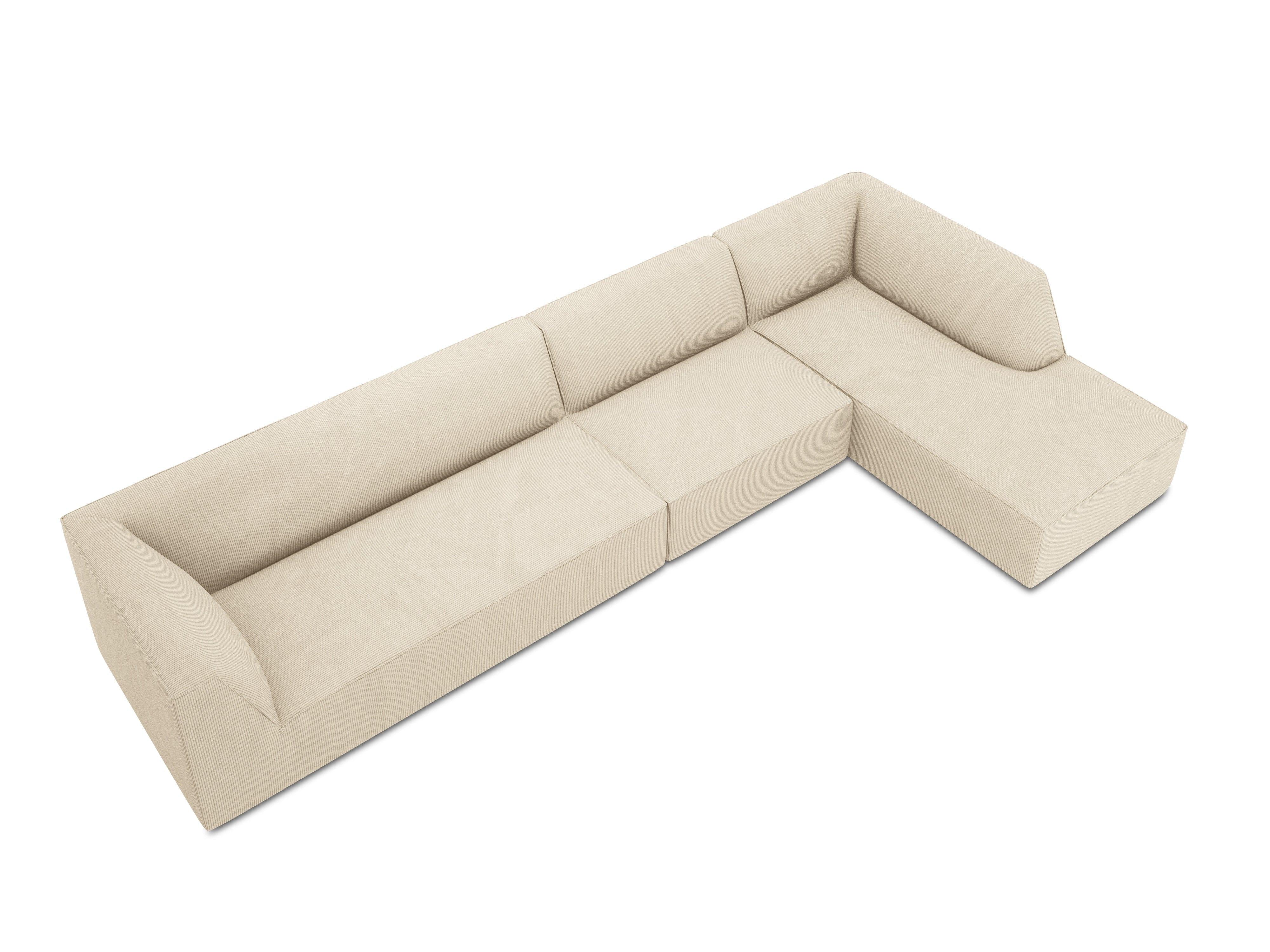 Narożnik sztruksowy 5-osobowy prawostronny RUBY beżowy Micadoni    Eye on Design