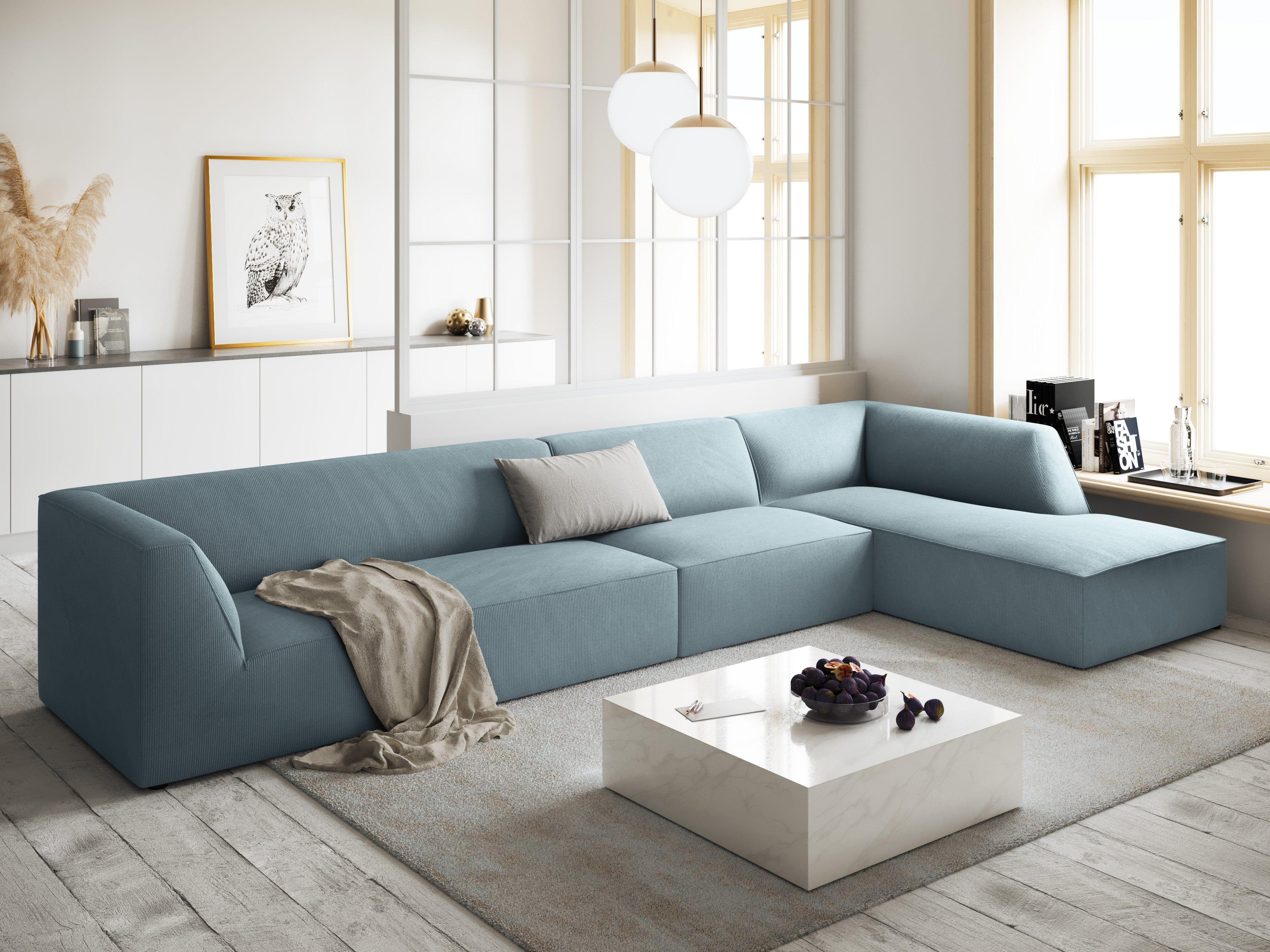 Narożnik sztruksowy 5-osobowy prawostronny RUBY jasnoniebieski Micadoni    Eye on Design