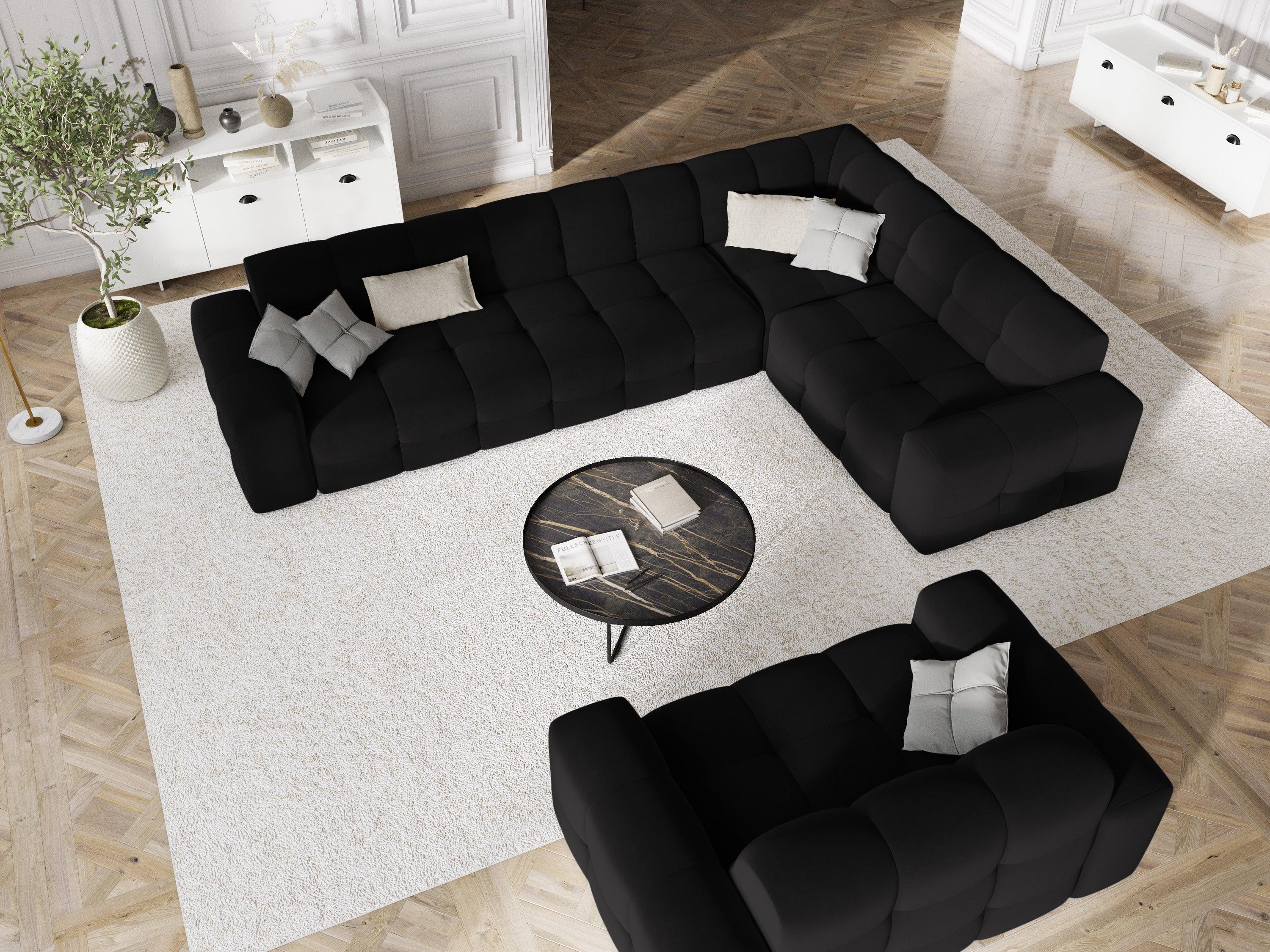 Narożnik prawostronny 6-osobowy KENDAL czarny Micadoni    Eye on Design