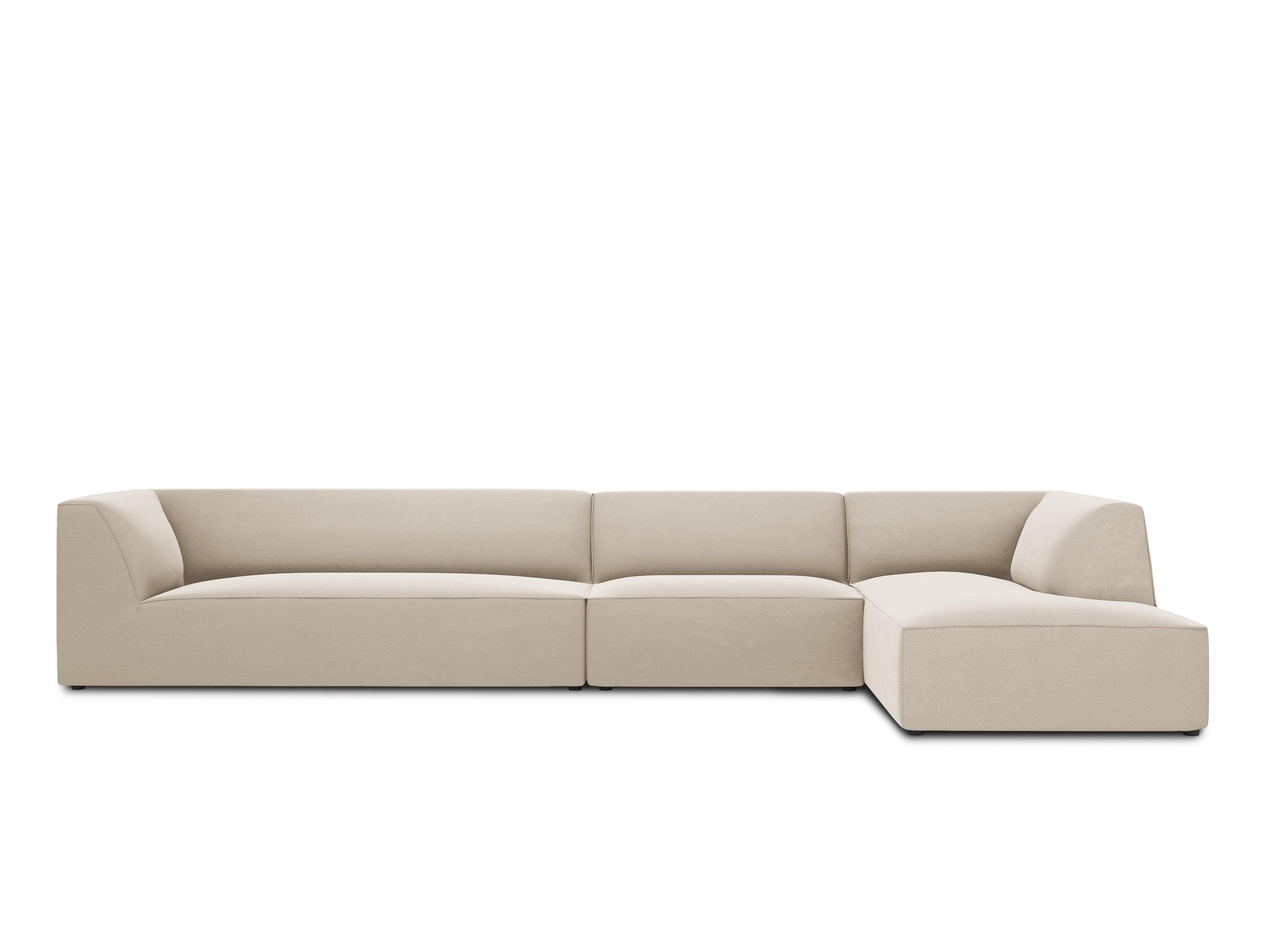 Narożnik aksamitny 5-osobowy prawostronny RUBY beżowy Micadoni    Eye on Design