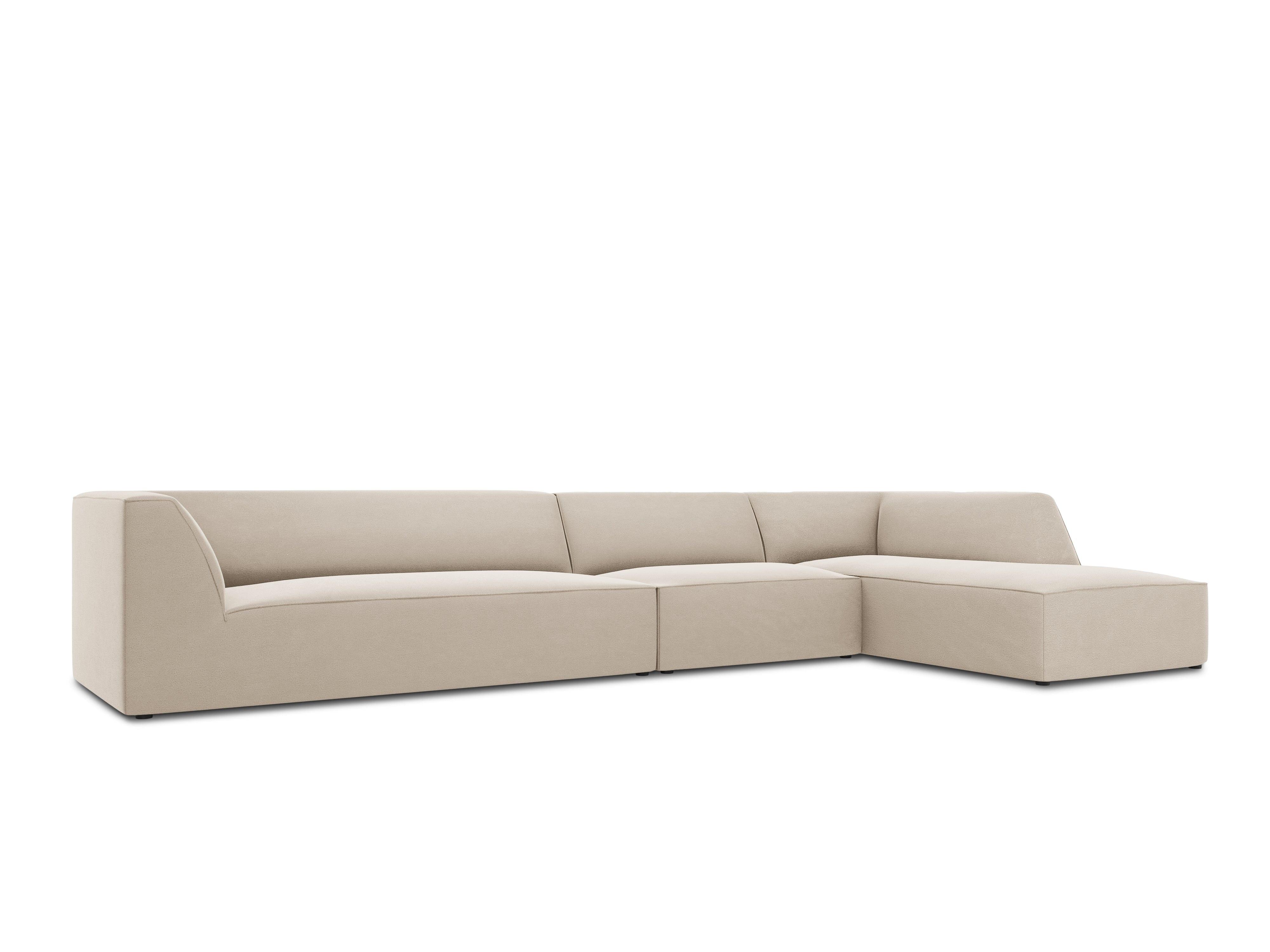 Narożnik aksamitny 5-osobowy prawostronny RUBY beżowy Micadoni    Eye on Design