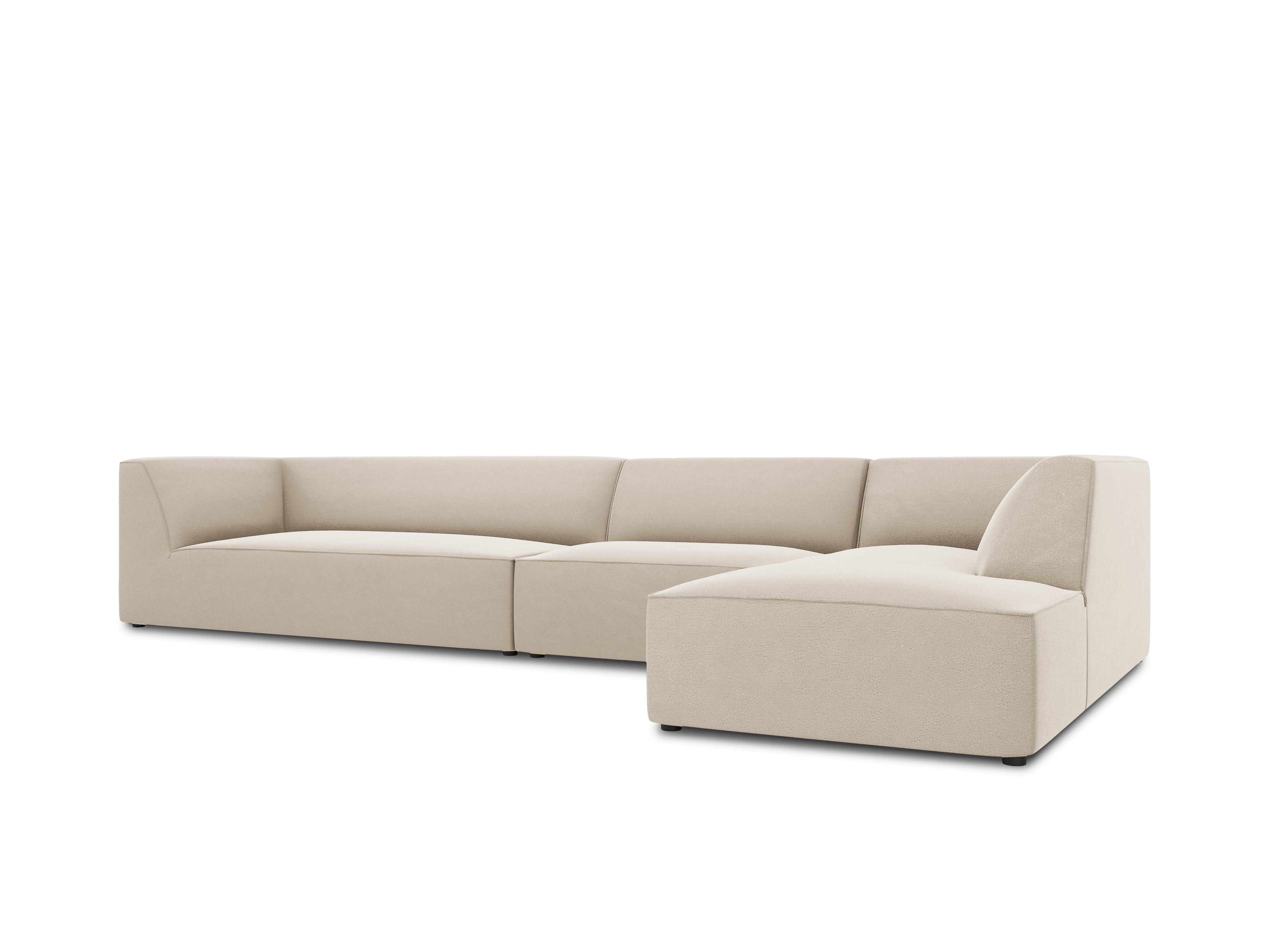 Narożnik aksamitny 5-osobowy prawostronny RUBY beżowy Micadoni    Eye on Design