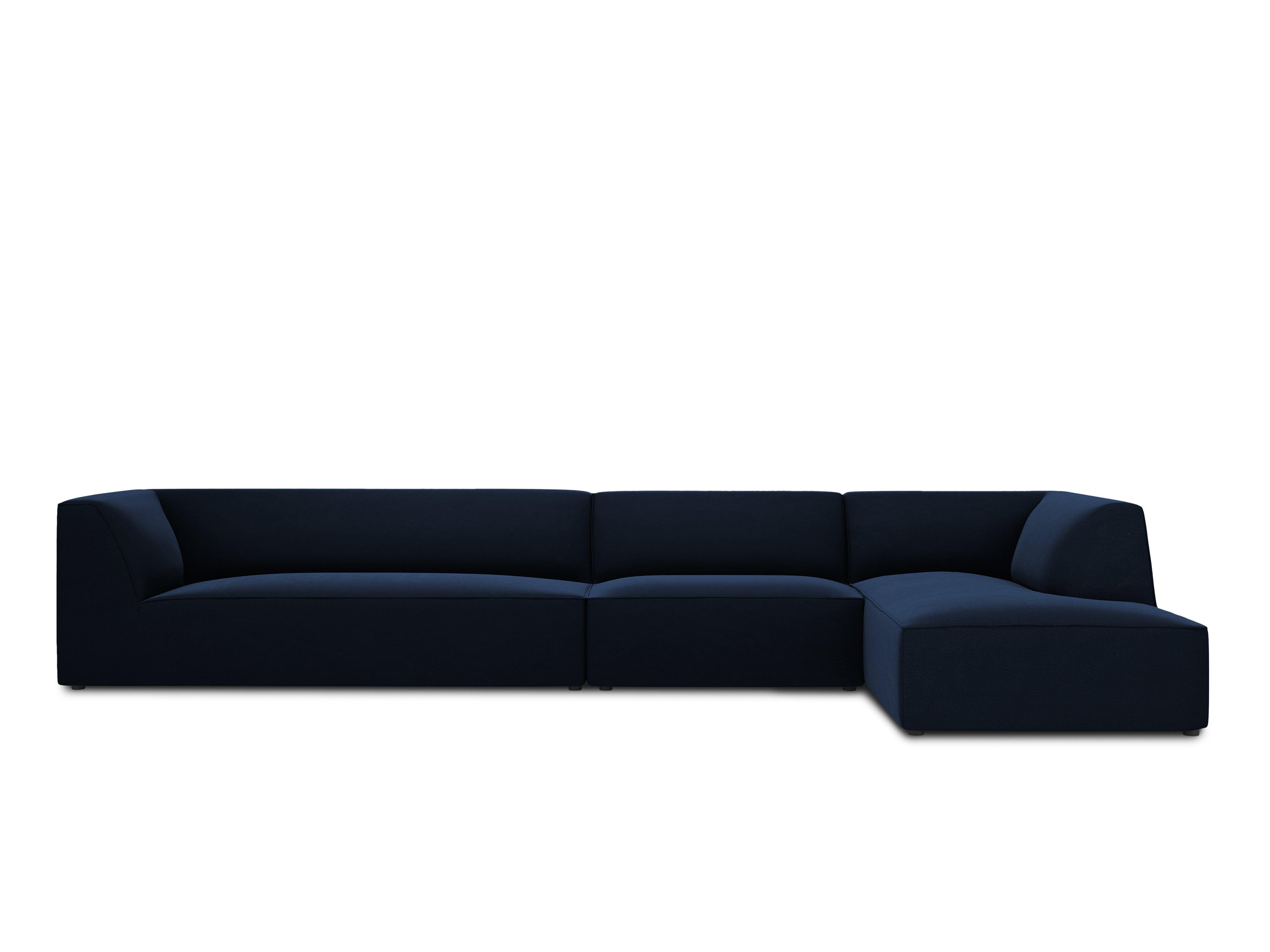Narożnik aksamitny 5-osobowy prawostronny RUBY granat królewski Micadoni    Eye on Design