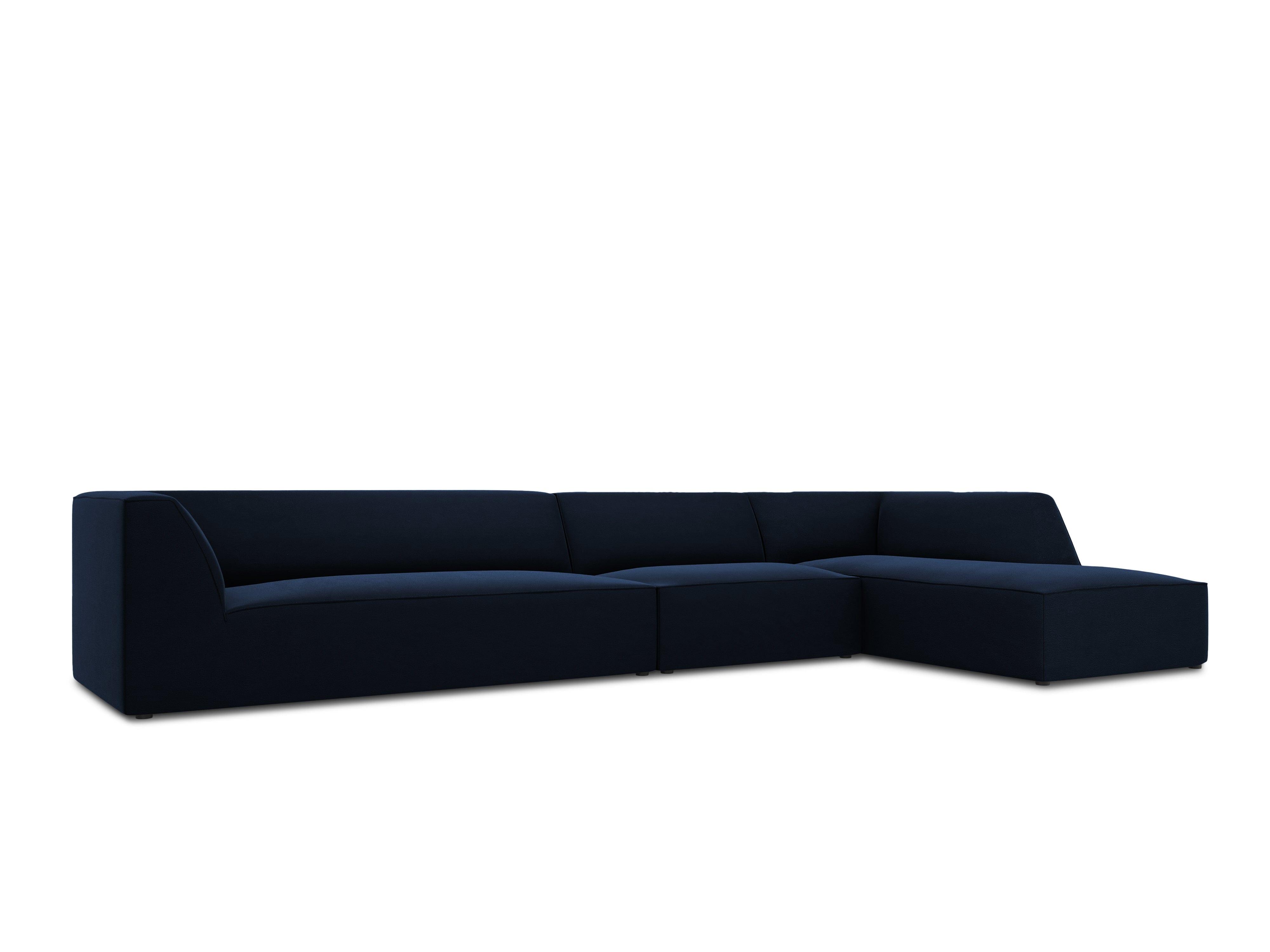 Narożnik aksamitny 5-osobowy prawostronny RUBY granat królewski Micadoni    Eye on Design