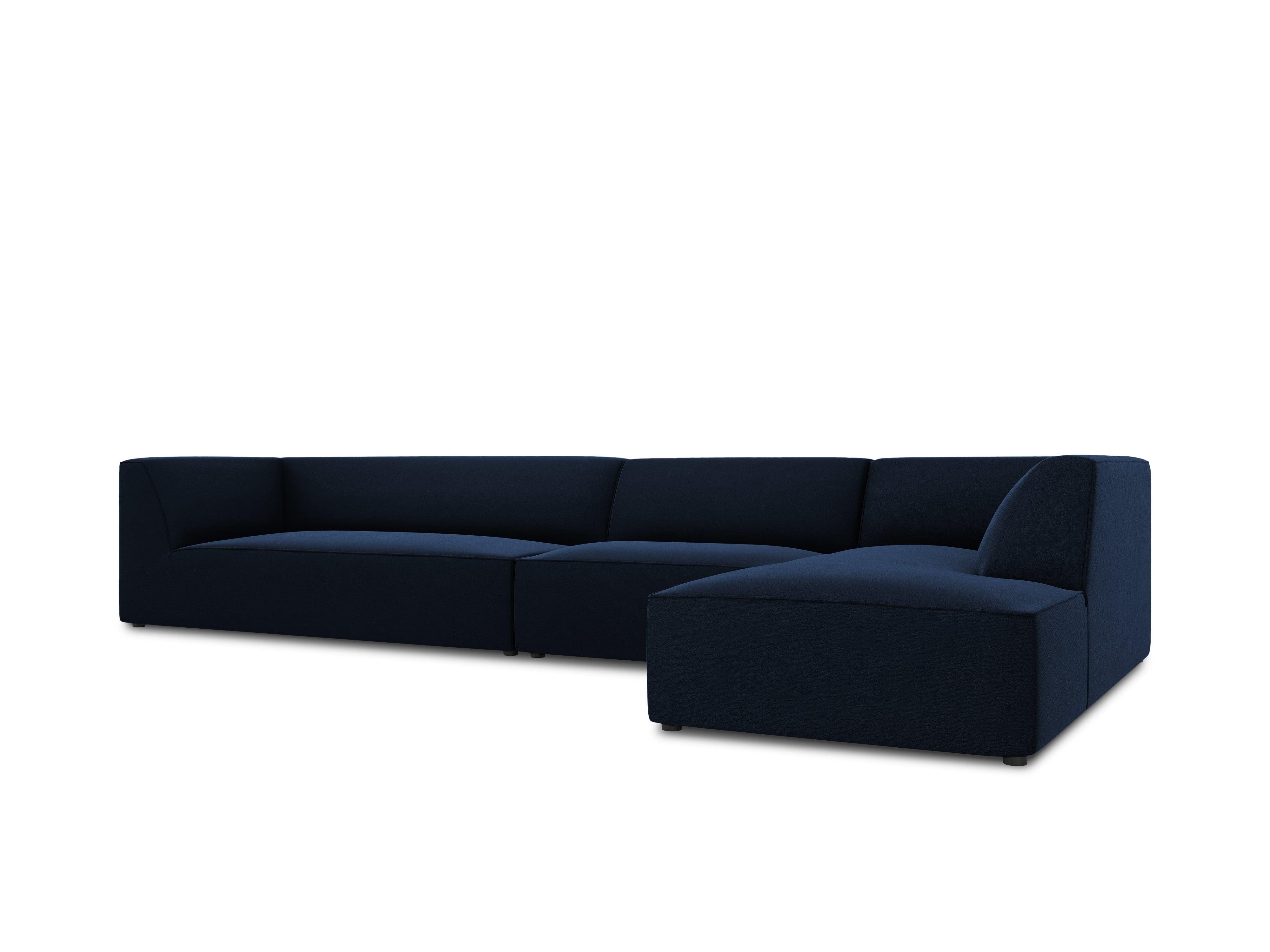 Narożnik aksamitny 5-osobowy prawostronny RUBY granat królewski Micadoni    Eye on Design