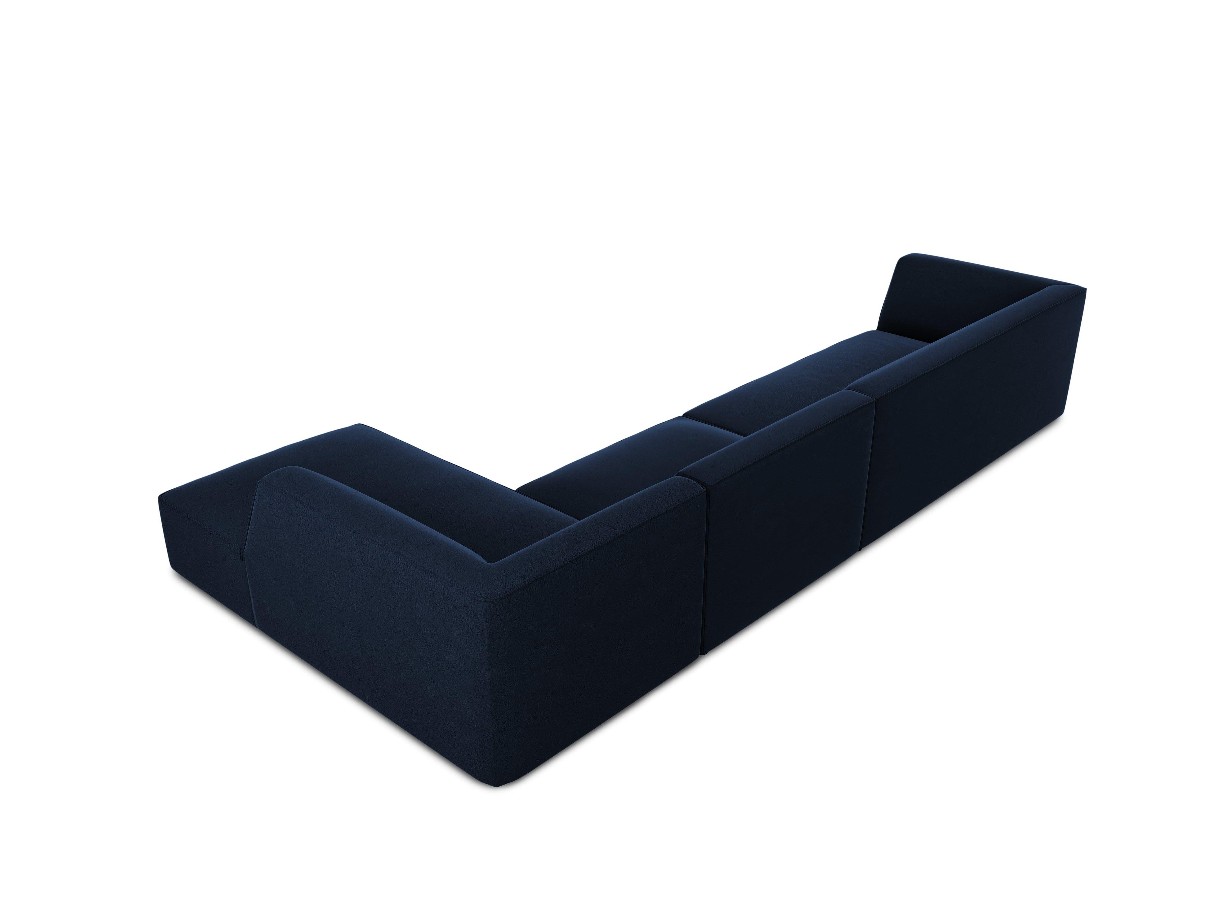 Narożnik aksamitny 5-osobowy prawostronny RUBY granat królewski Micadoni    Eye on Design
