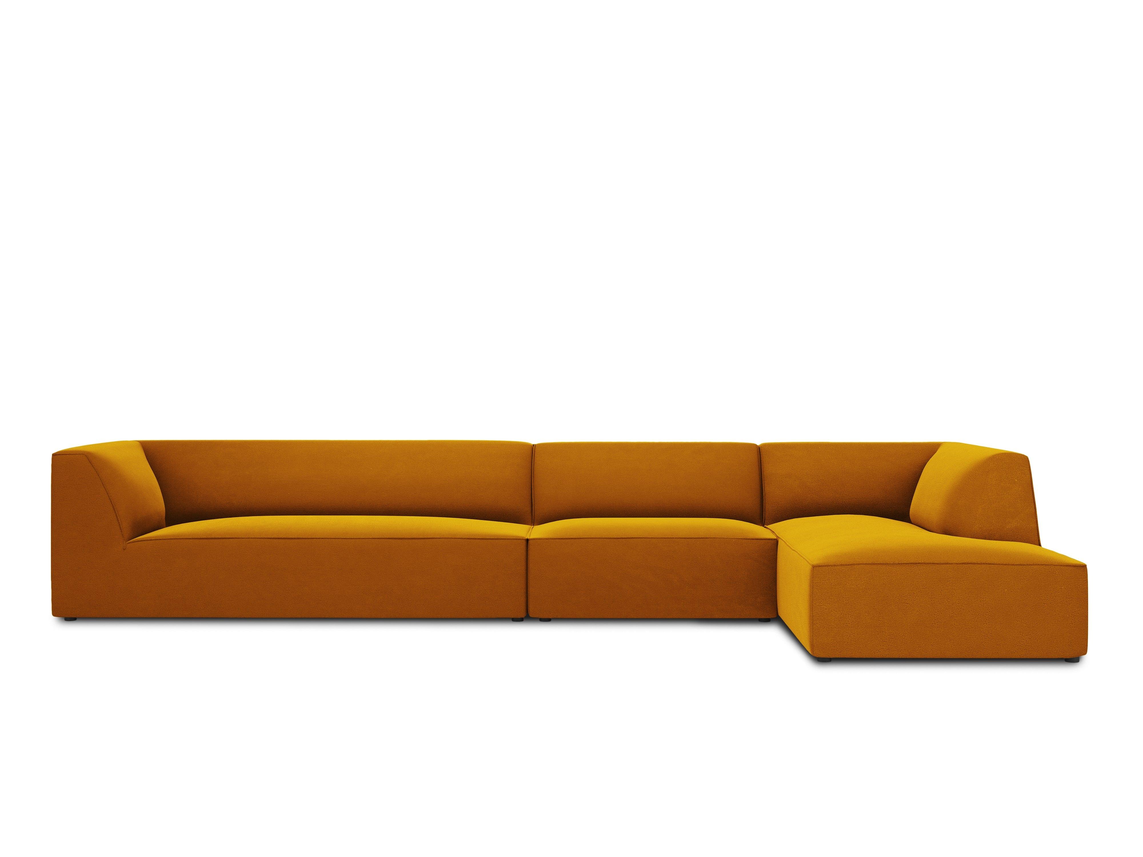 Narożnik aksamitny 5-osobowy prawostronny RUBY żółty Micadoni    Eye on Design