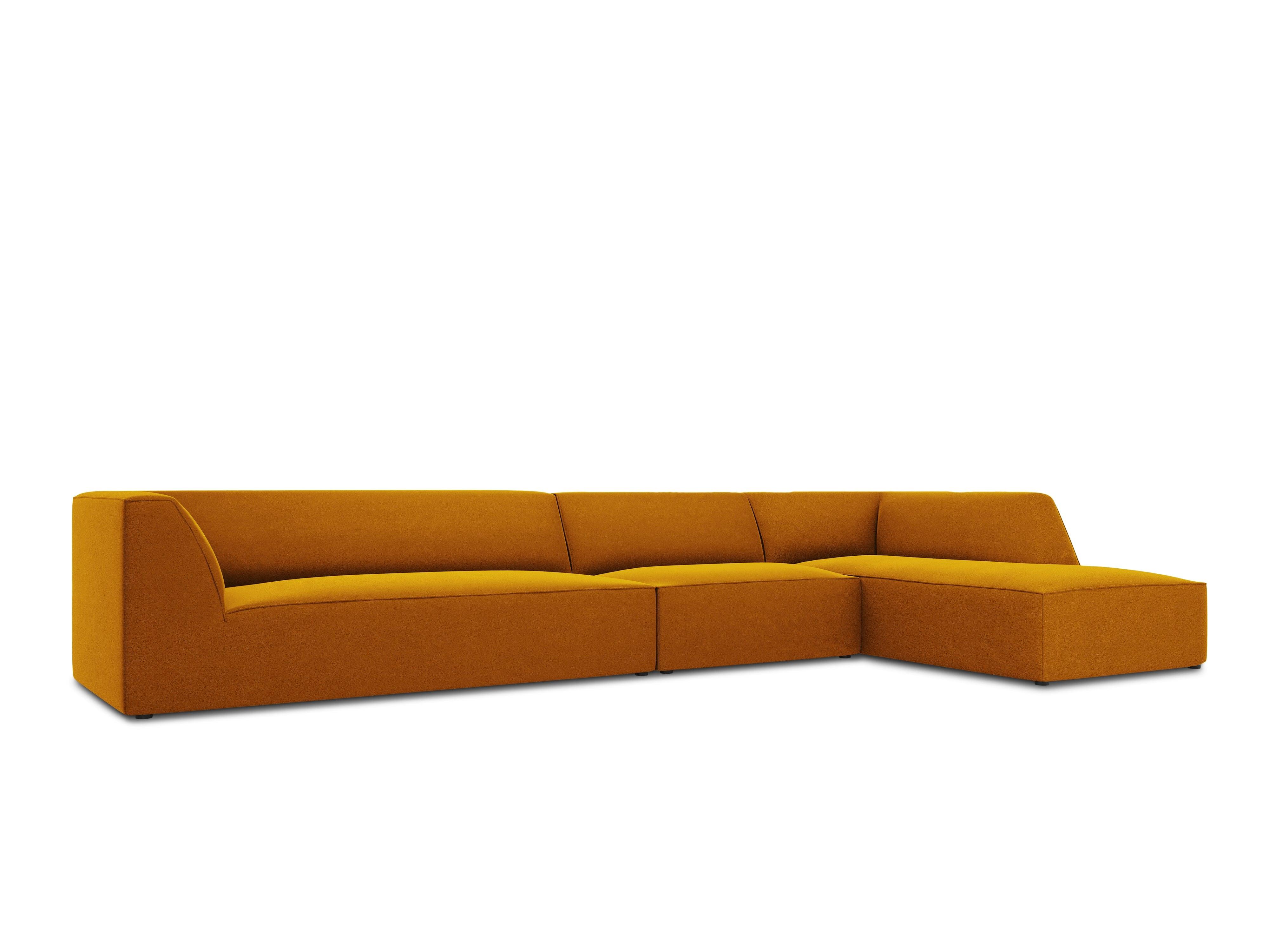 Narożnik aksamitny 5-osobowy prawostronny RUBY żółty Micadoni    Eye on Design