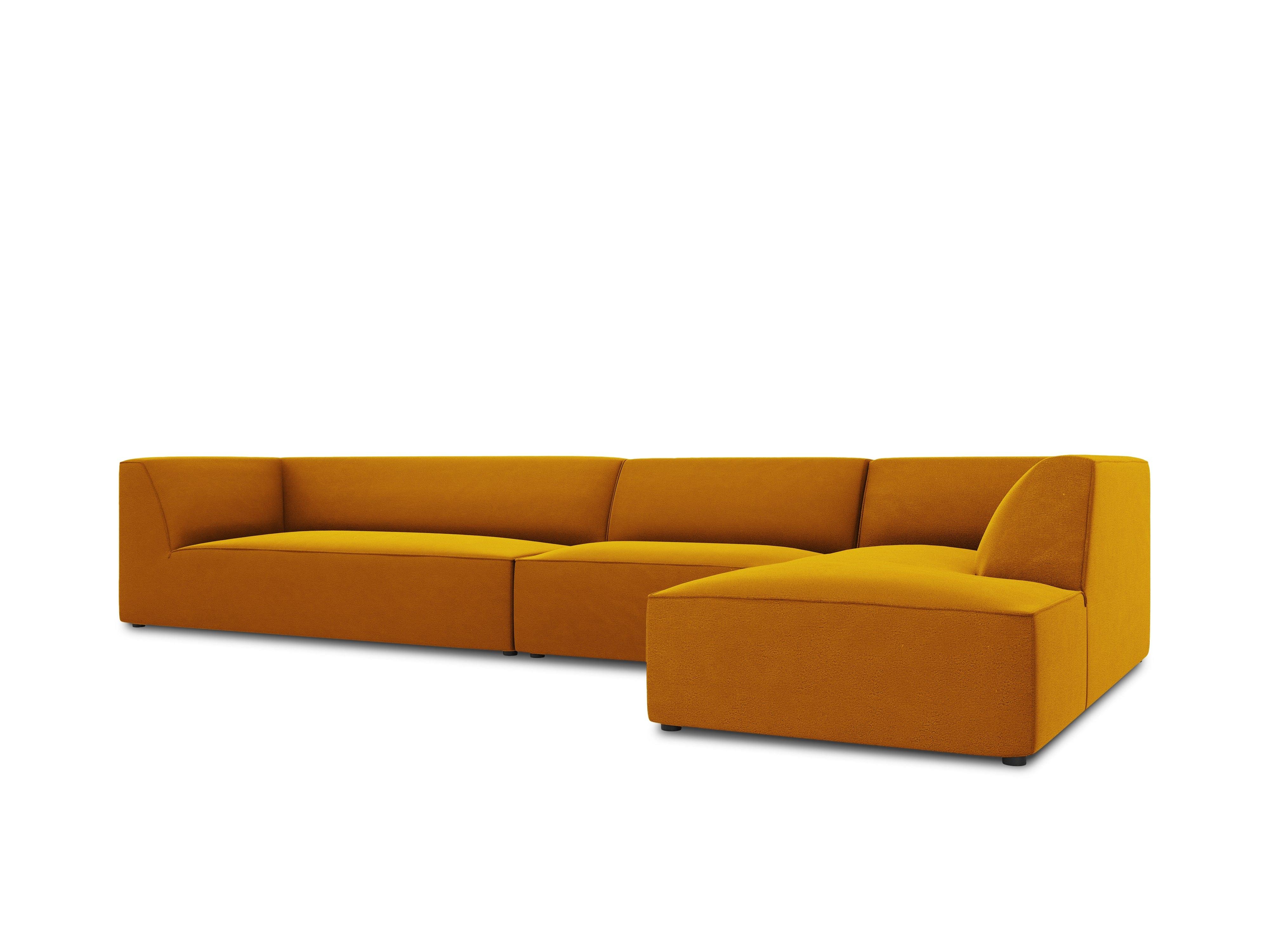 Narożnik aksamitny 5-osobowy prawostronny RUBY żółty Micadoni    Eye on Design