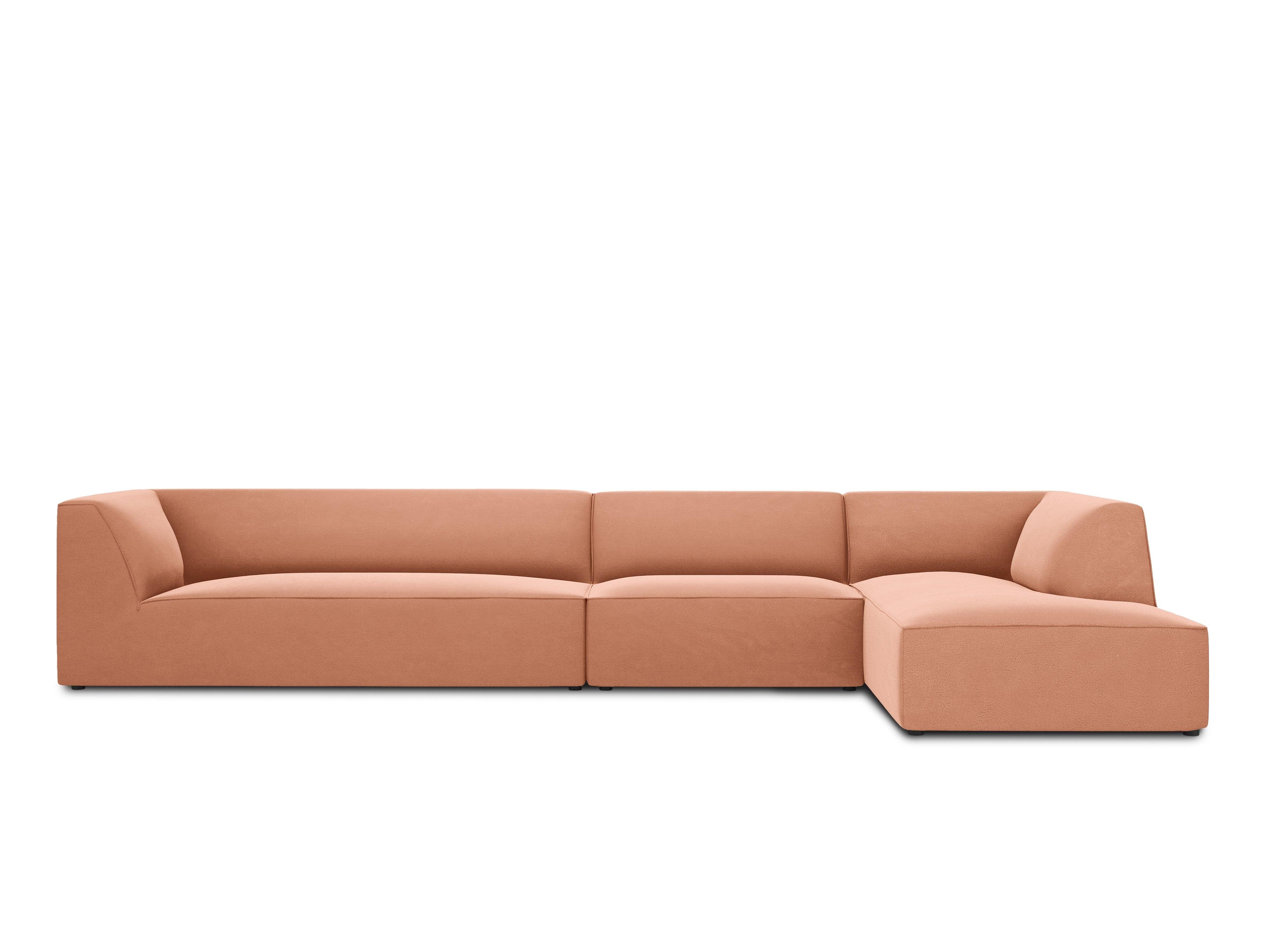 Narożnik aksamitny 5-osobowy prawostronny RUBY łososiowy Micadoni    Eye on Design