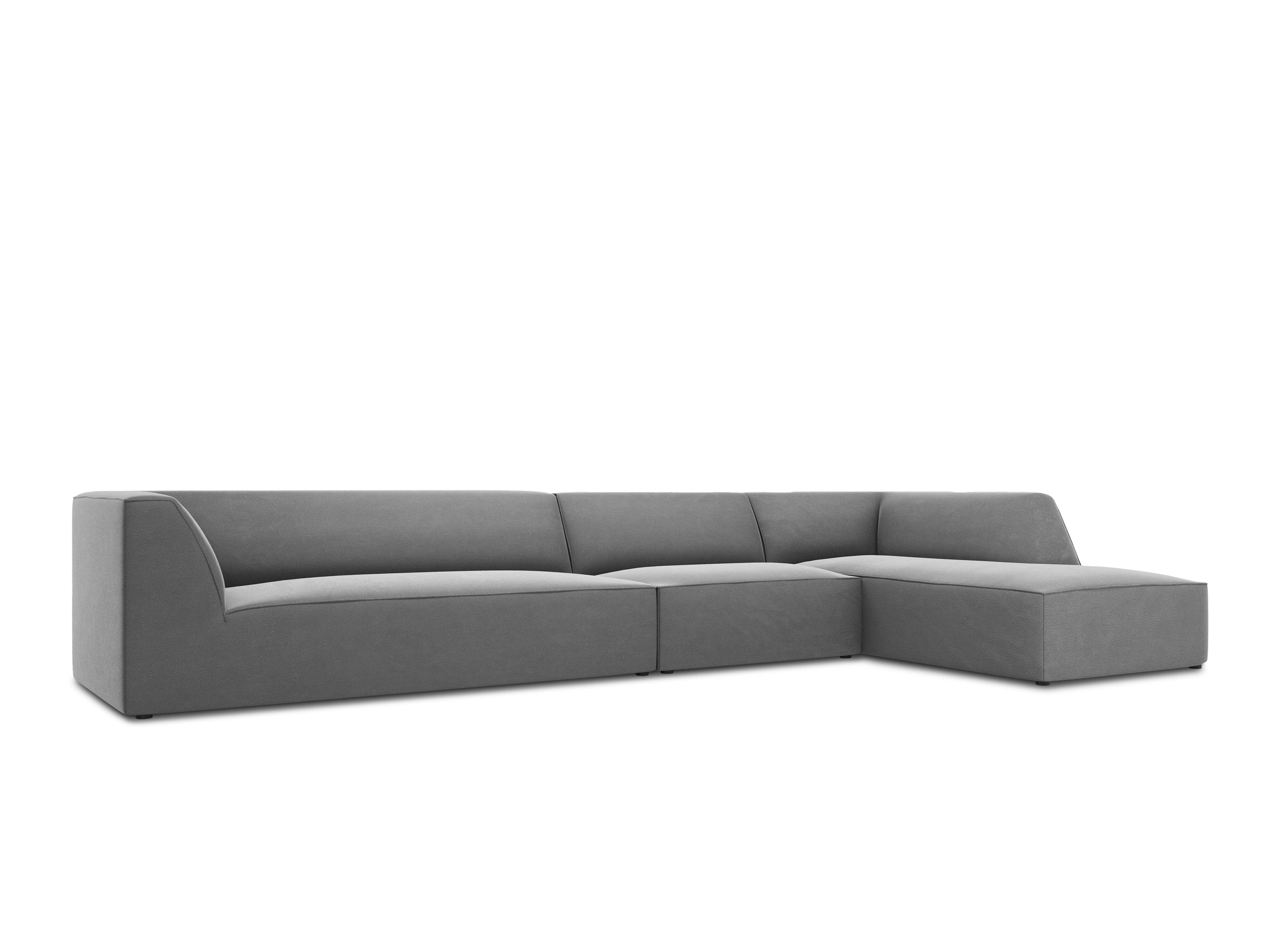 Narożnik aksamitny 5-osobowy prawostronny RUBY jasnoszary Micadoni    Eye on Design