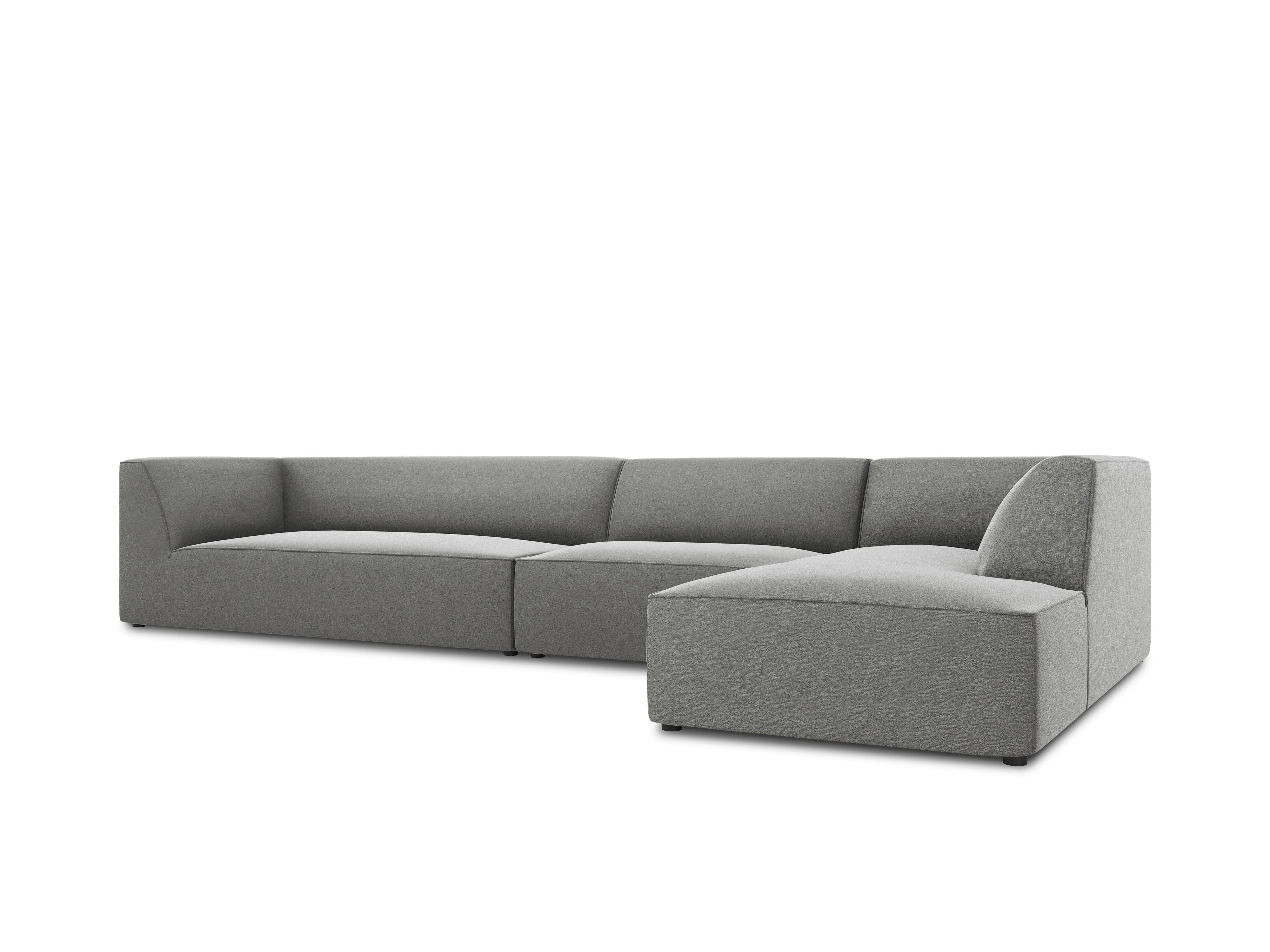 Narożnik aksamitny 5-osobowy prawostronny RUBY jasnoszary Micadoni    Eye on Design