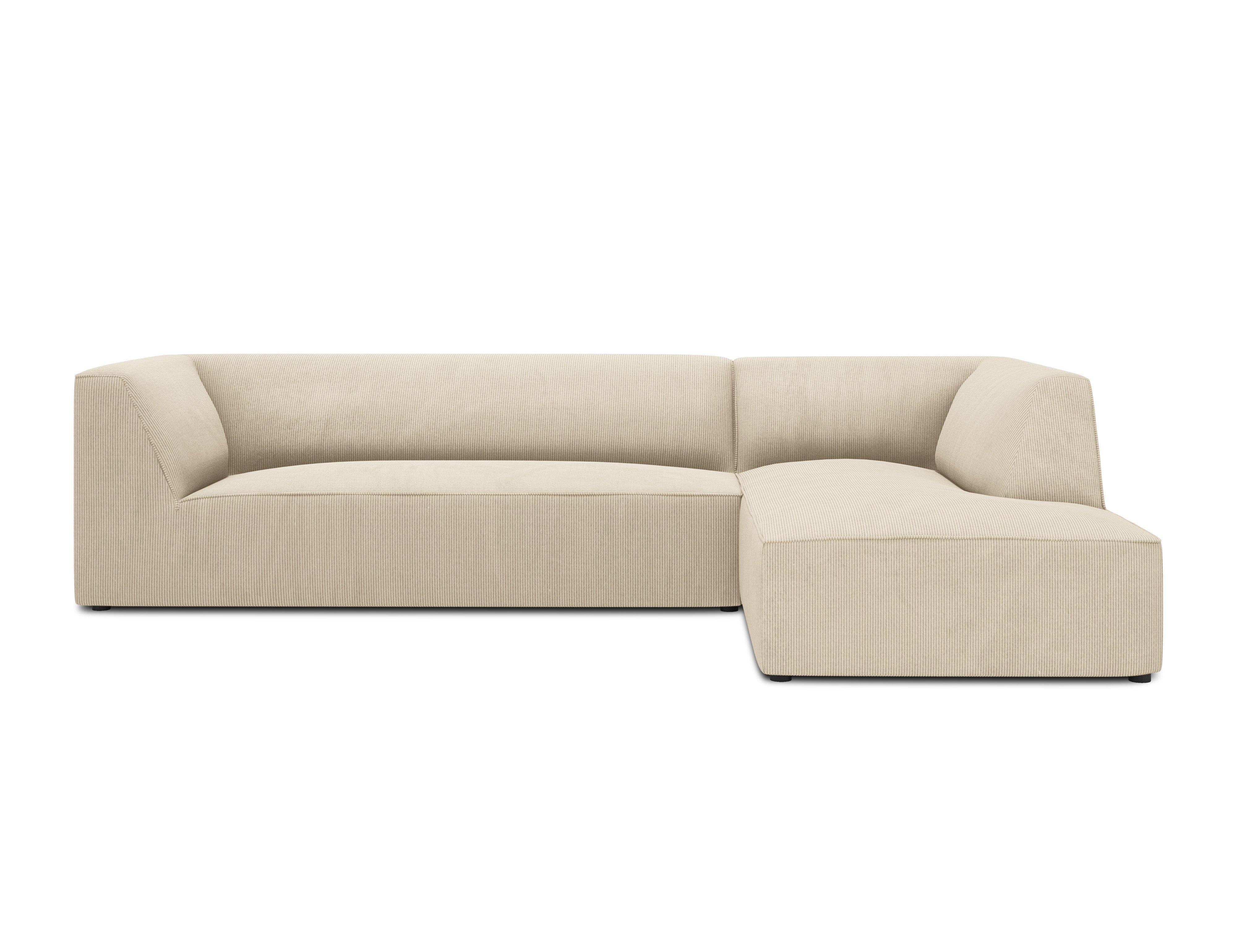 Narożnik sztruksowy 4-osobowy prawostronny RUBY beżowy Micadoni    Eye on Design