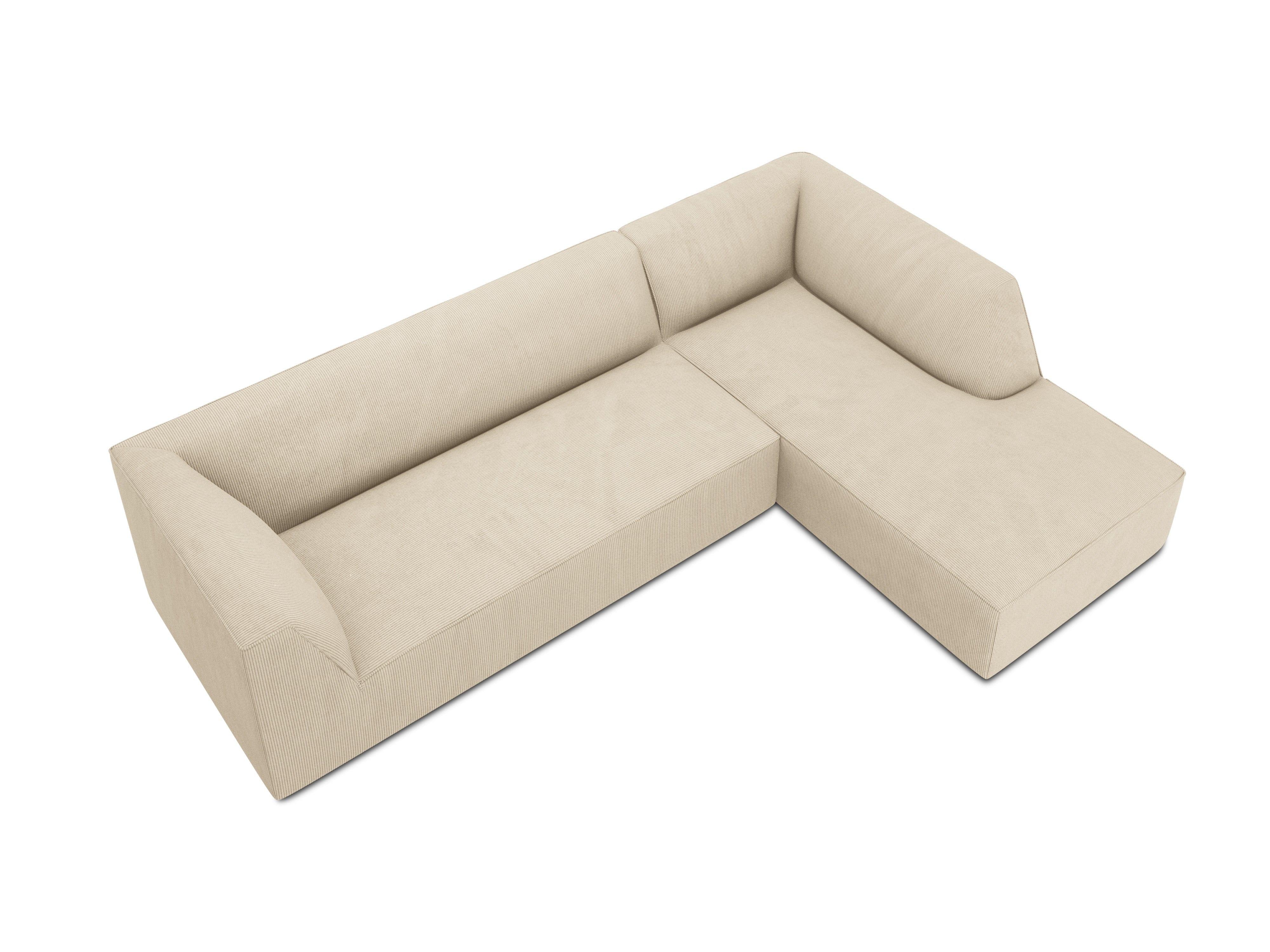 Narożnik sztruksowy 4-osobowy prawostronny RUBY beżowy Micadoni    Eye on Design