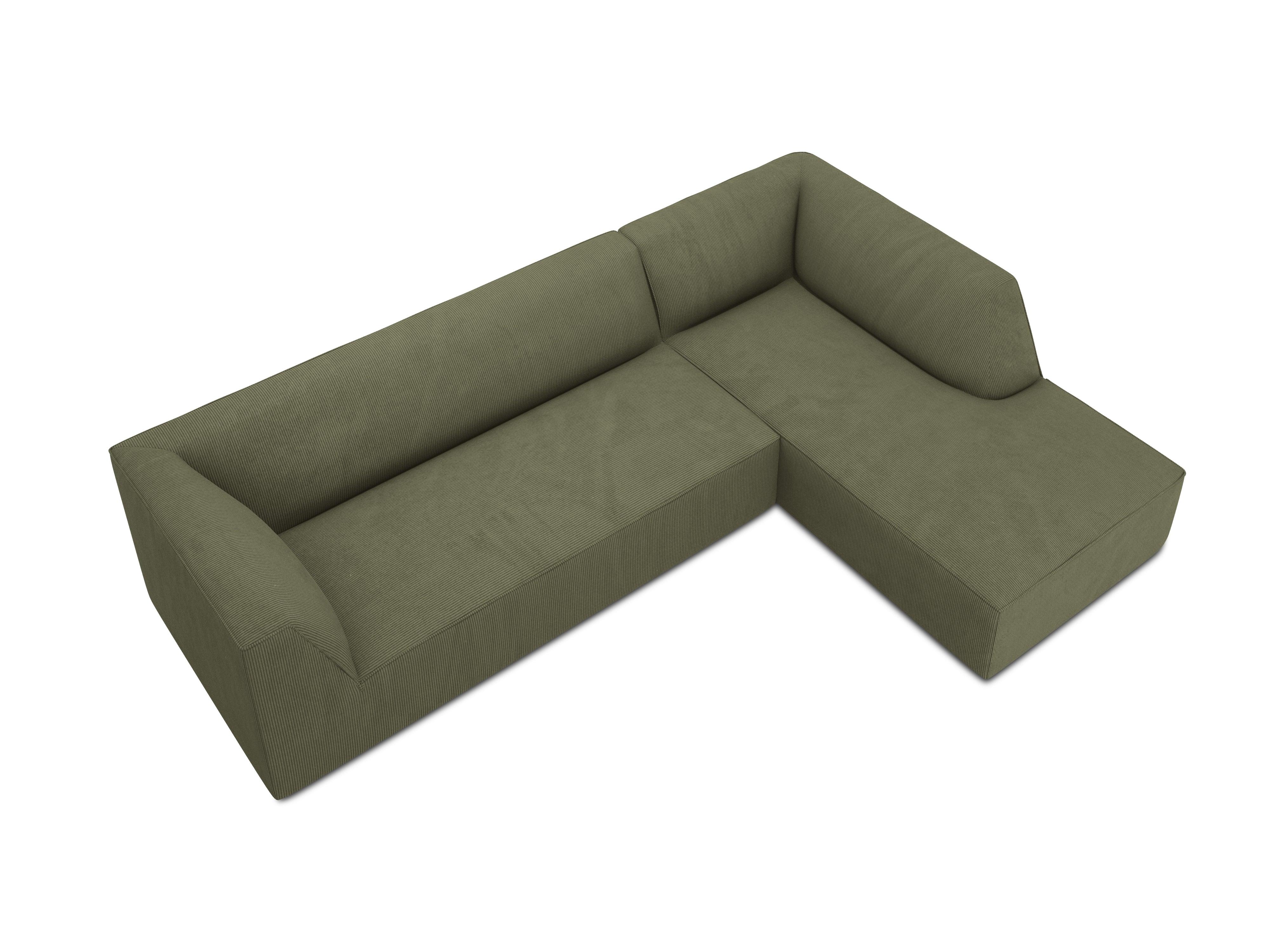 Narożnik sztruksowy 4-osobowy prawostronny RUBY zielony Micadoni    Eye on Design