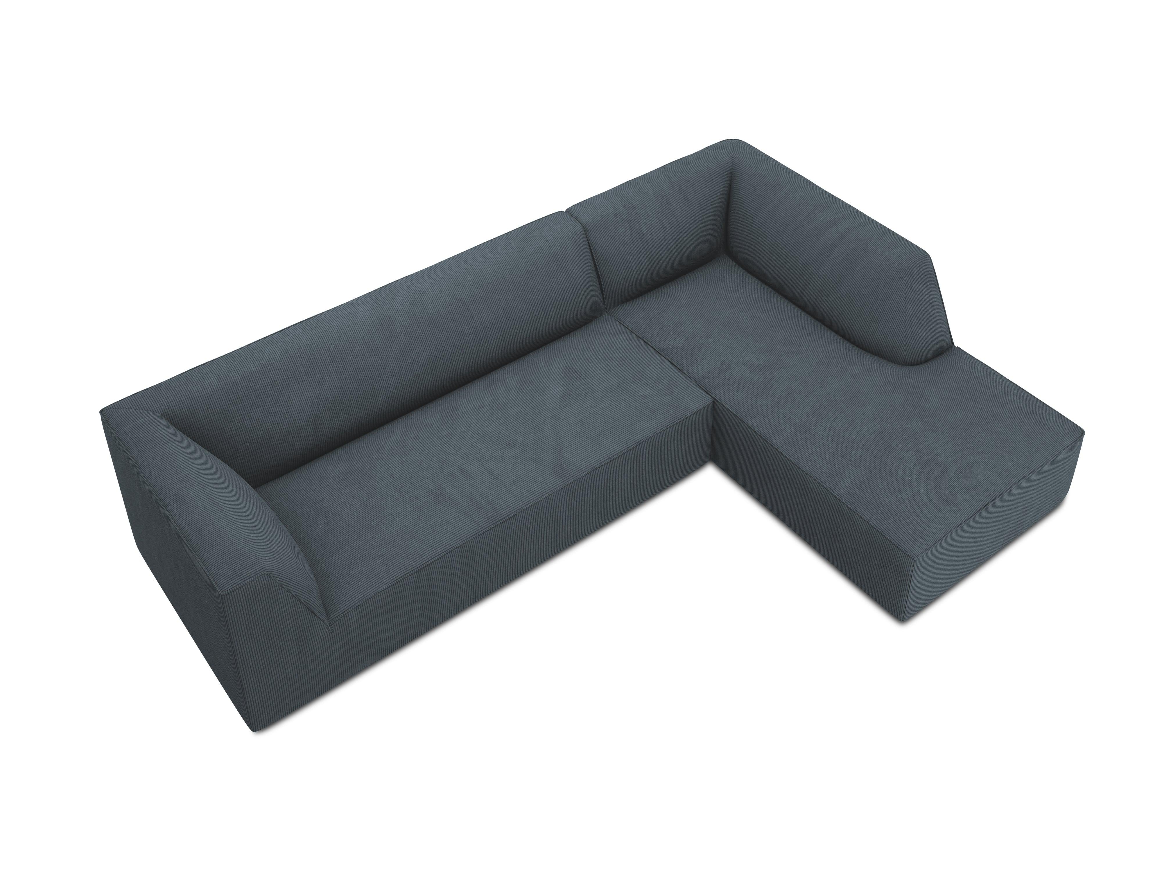 Narożnik sztruksowy 4-osobowy prawostronny RUBY niebieski Micadoni    Eye on Design