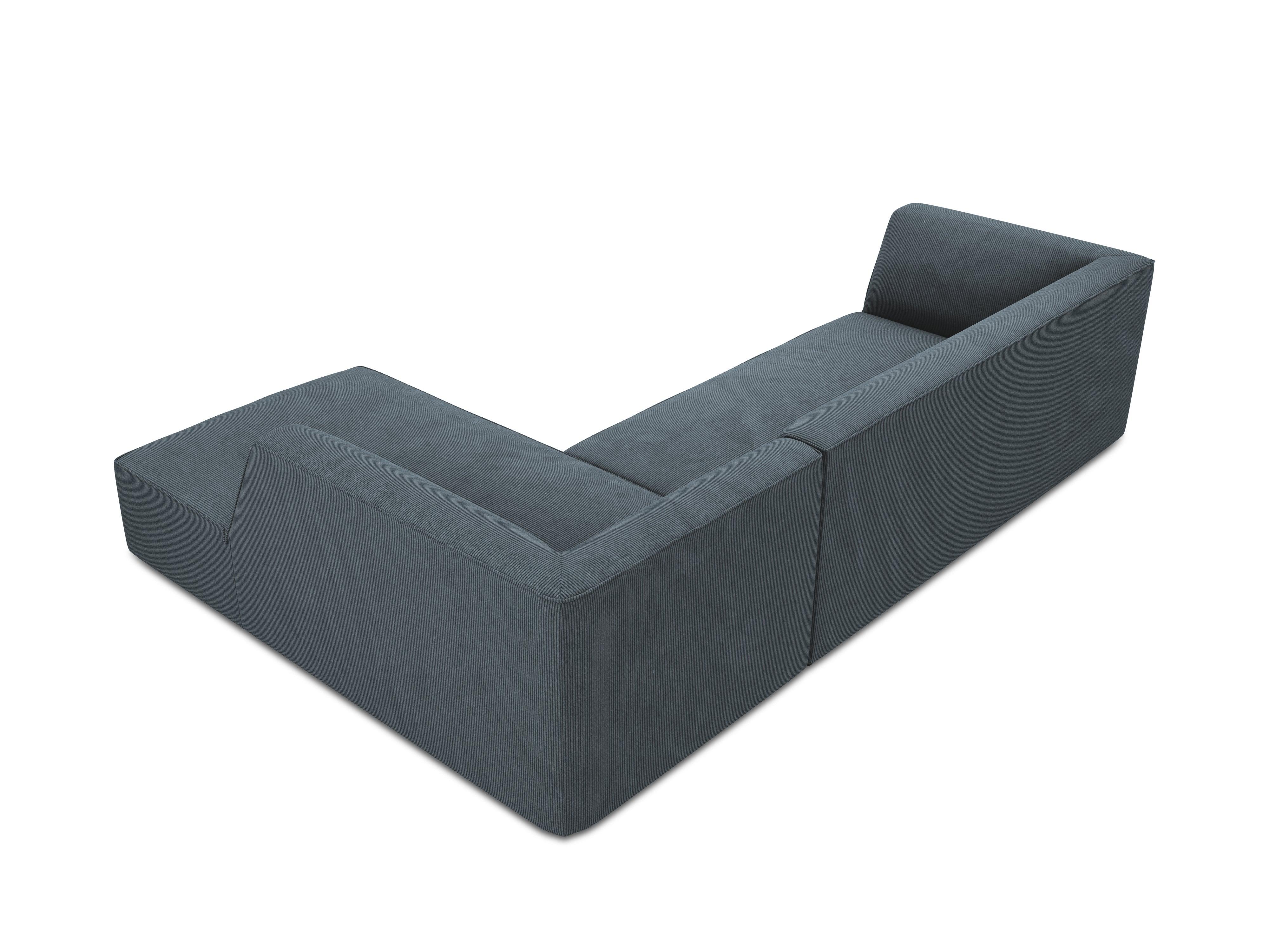 Narożnik sztruksowy 4-osobowy prawostronny RUBY niebieski Micadoni    Eye on Design