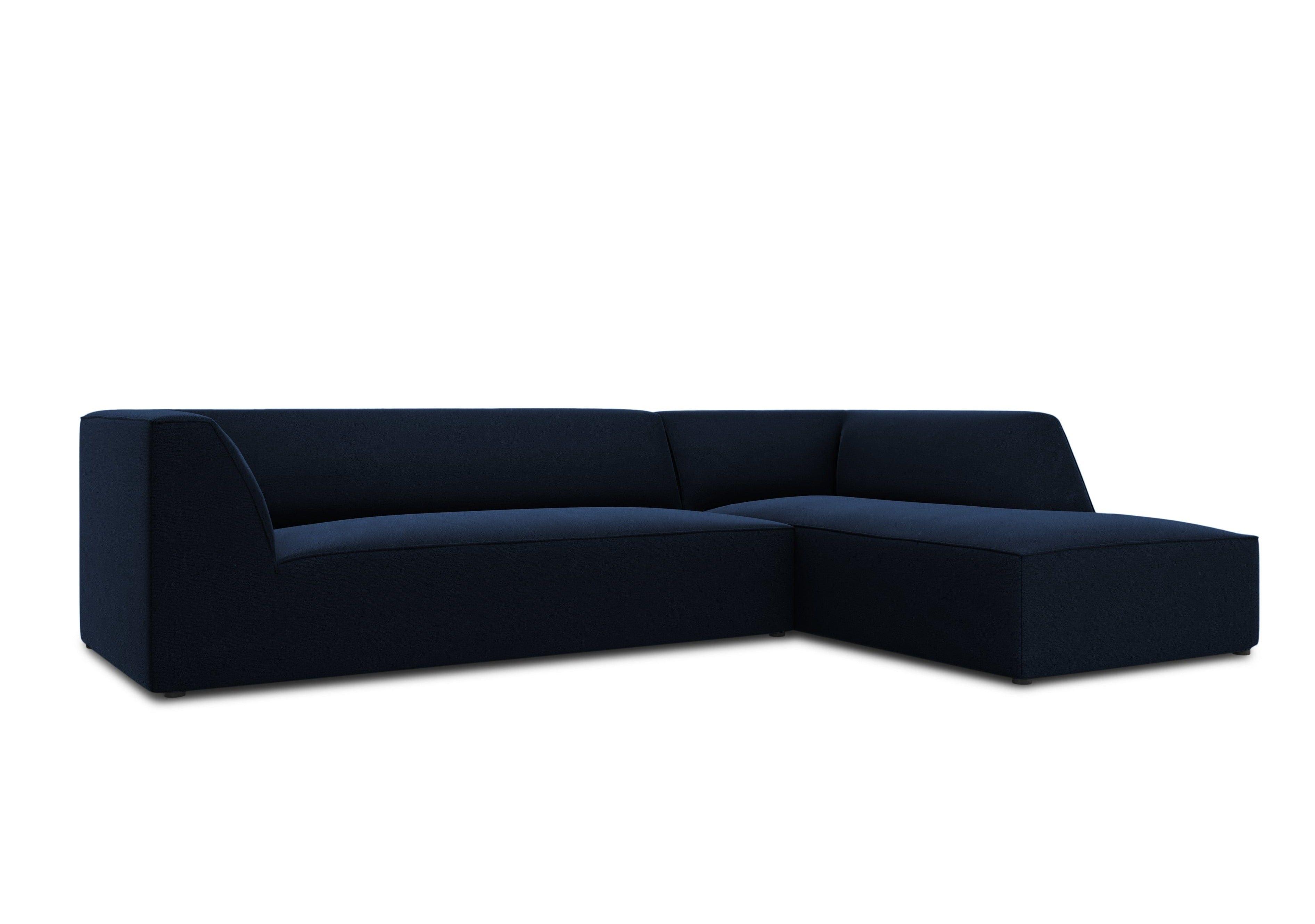 Narożnik aksamitny 4-osobowy prawostronny RUBY granat królewski Micadoni    Eye on Design