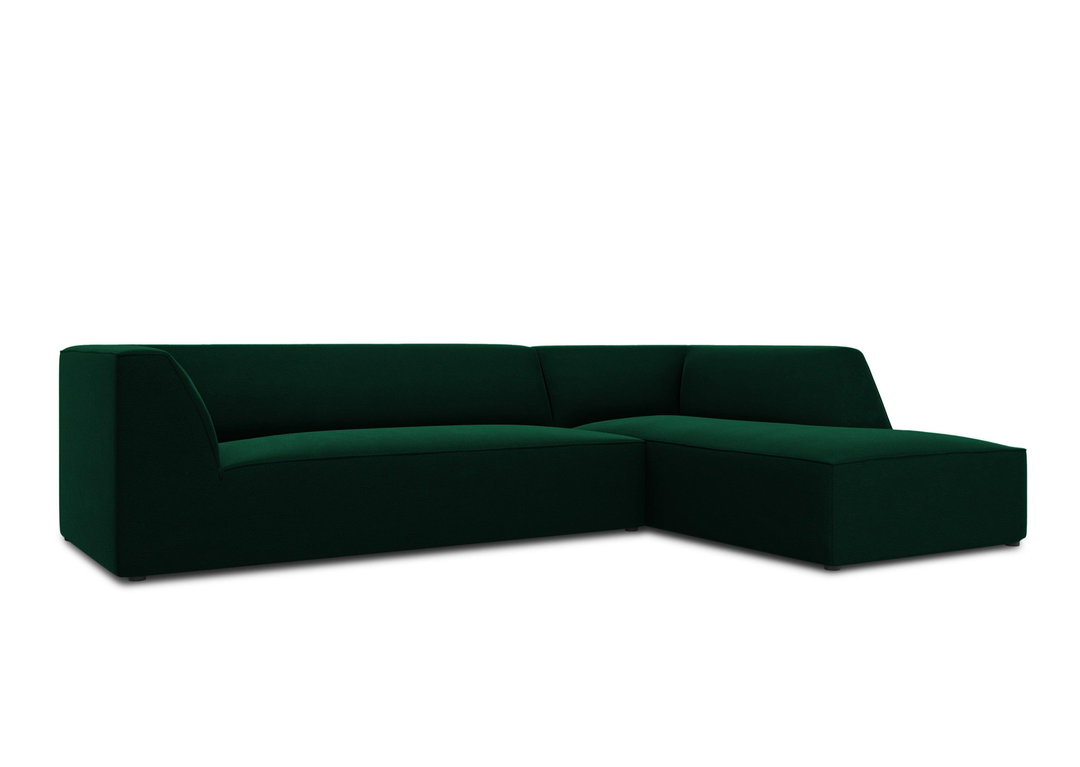Narożnik aksamitny 4-osobowy prawostronny RUBY butelkowa zieleń Micadoni    Eye on Design