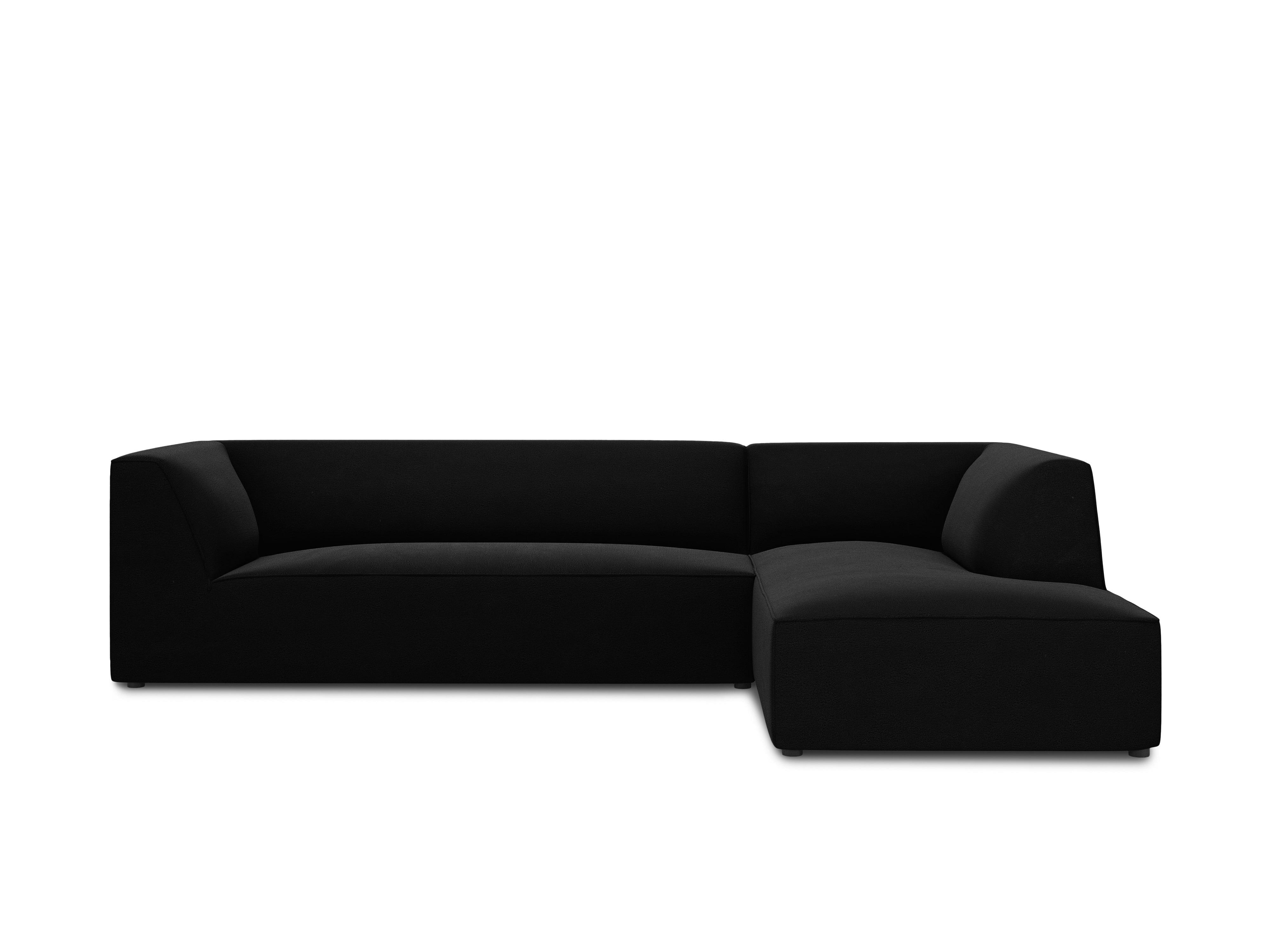 Narożnik aksamitny 4-osobowy prawostronny RUBY czarny Micadoni    Eye on Design