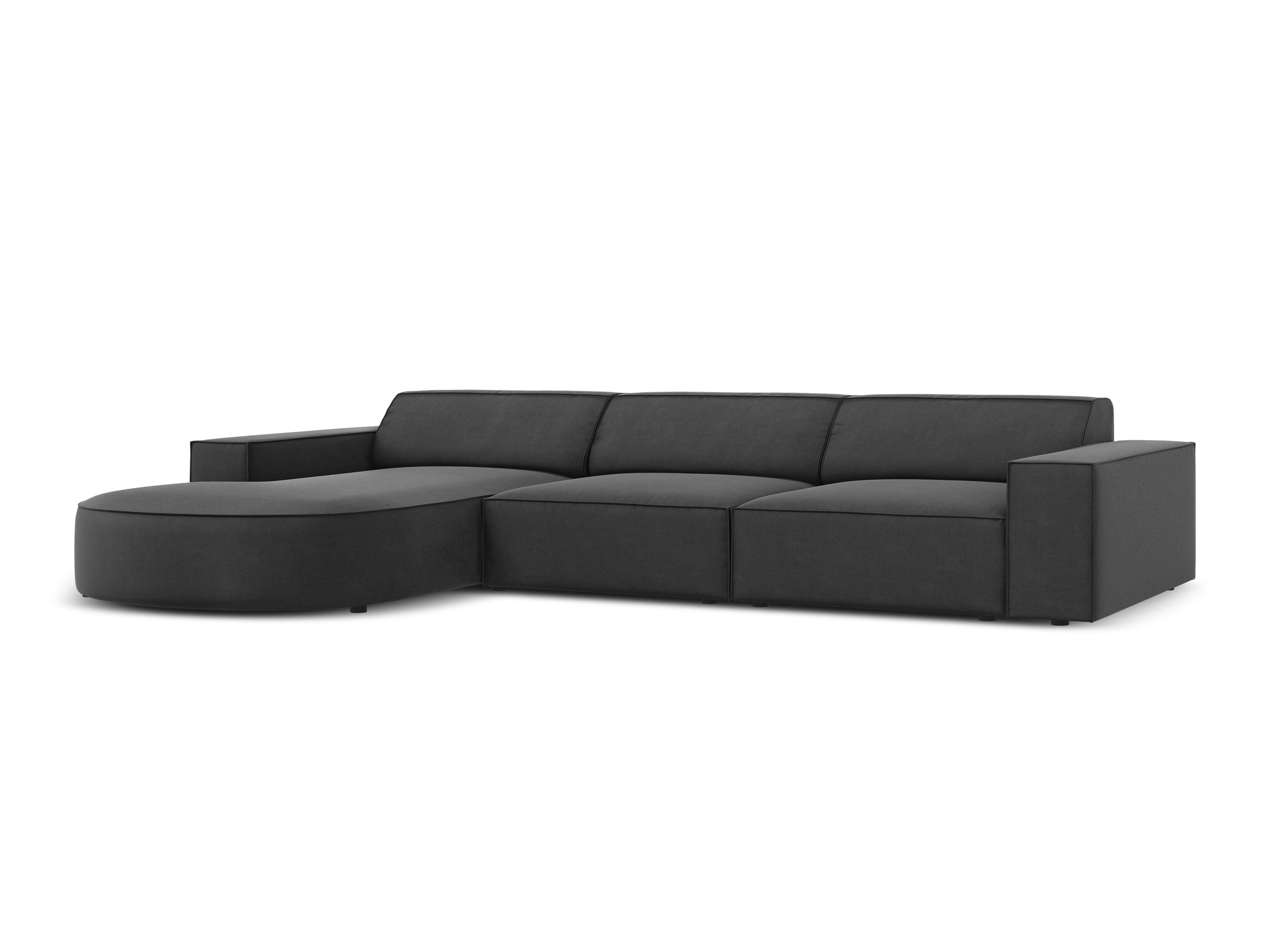 Narożnik aksamitny lewostronny 4-osobowy okrągły JODIE ciemnoszary Micadoni    Eye on Design