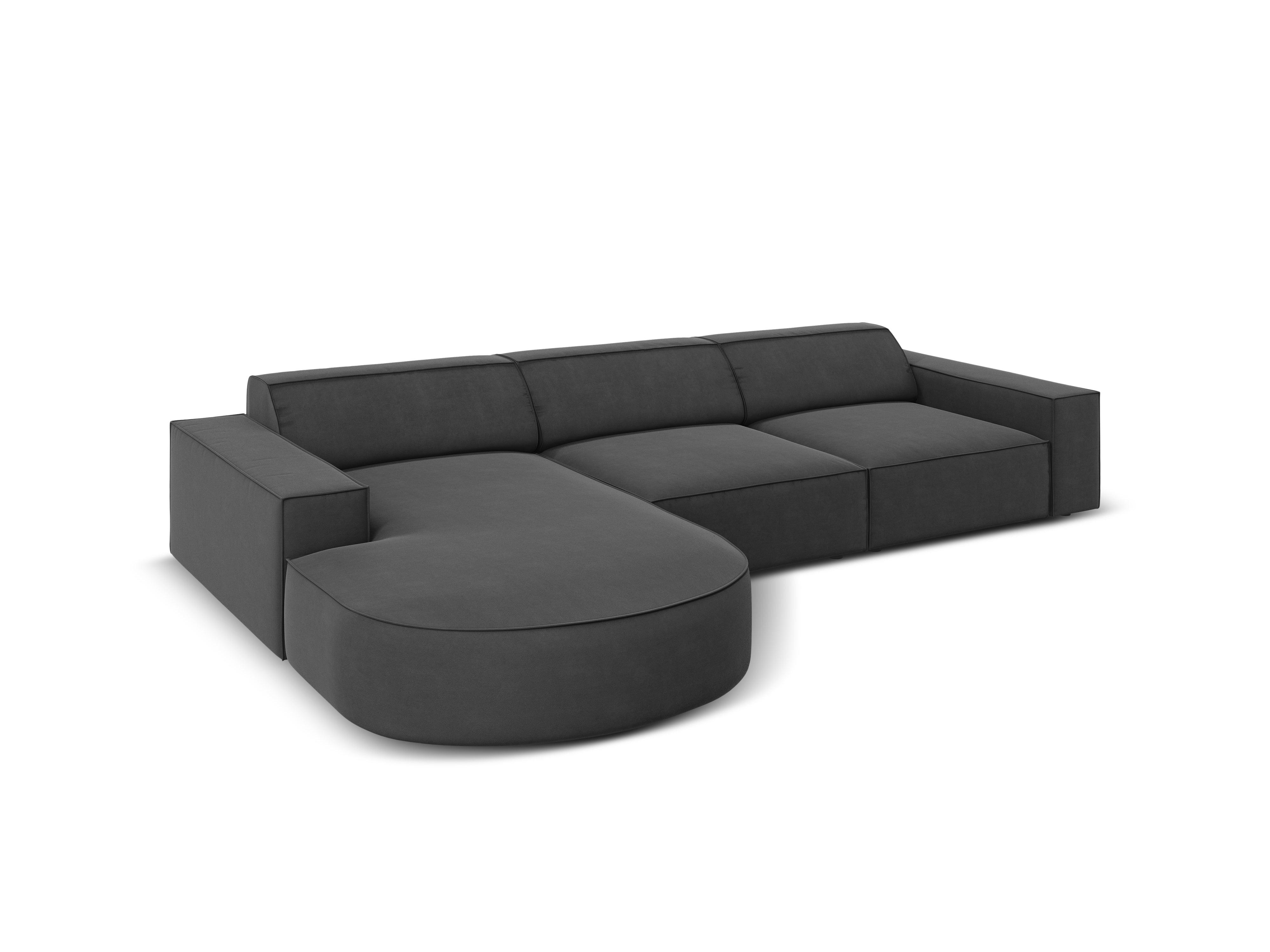 Narożnik aksamitny lewostronny 4-osobowy okrągły JODIE ciemnoszary Micadoni    Eye on Design