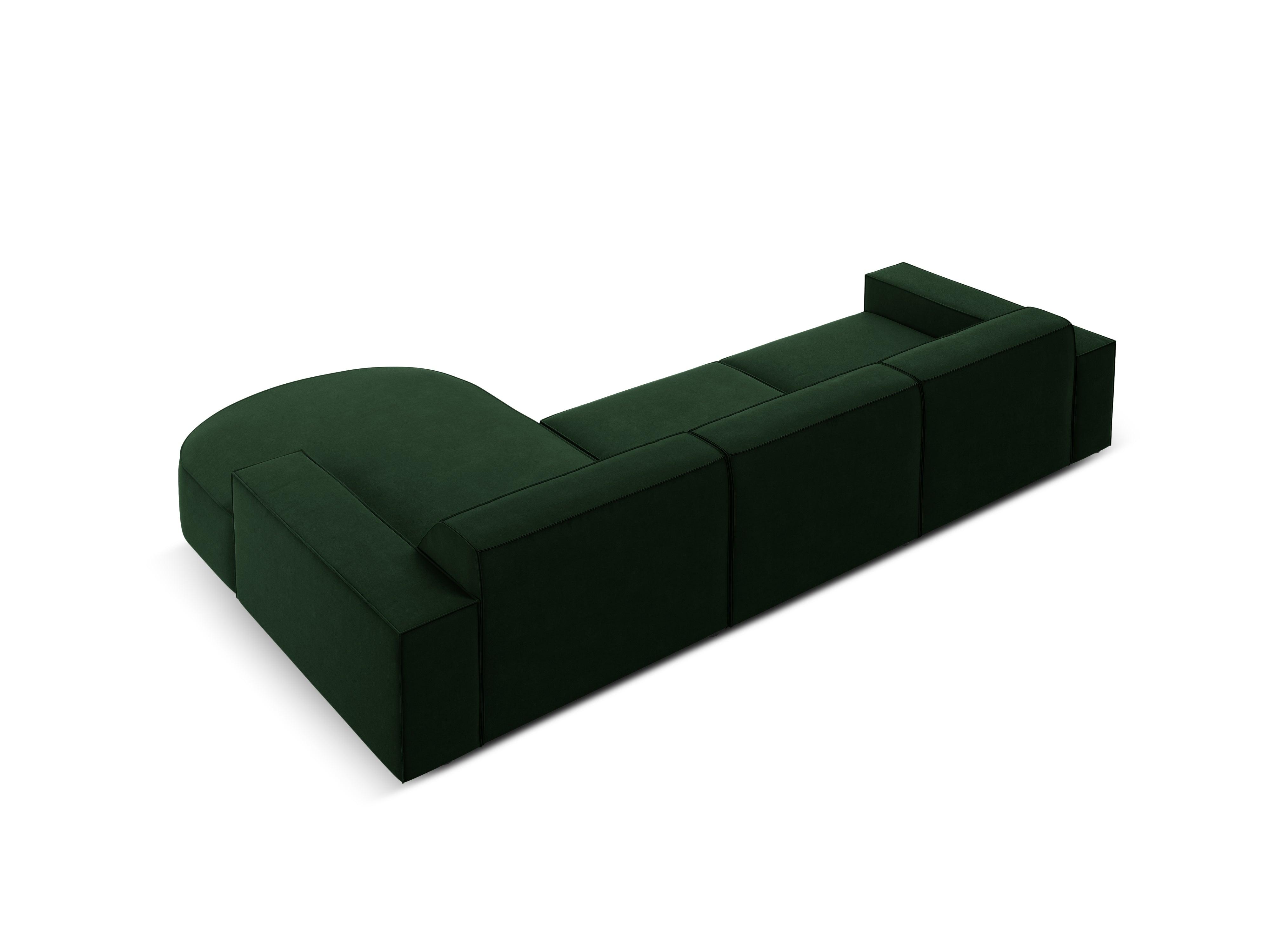 Narożnik aksamitny prawostronny 4-osobowy okrągły JODIE butelkowa zieleń Micadoni    Eye on Design