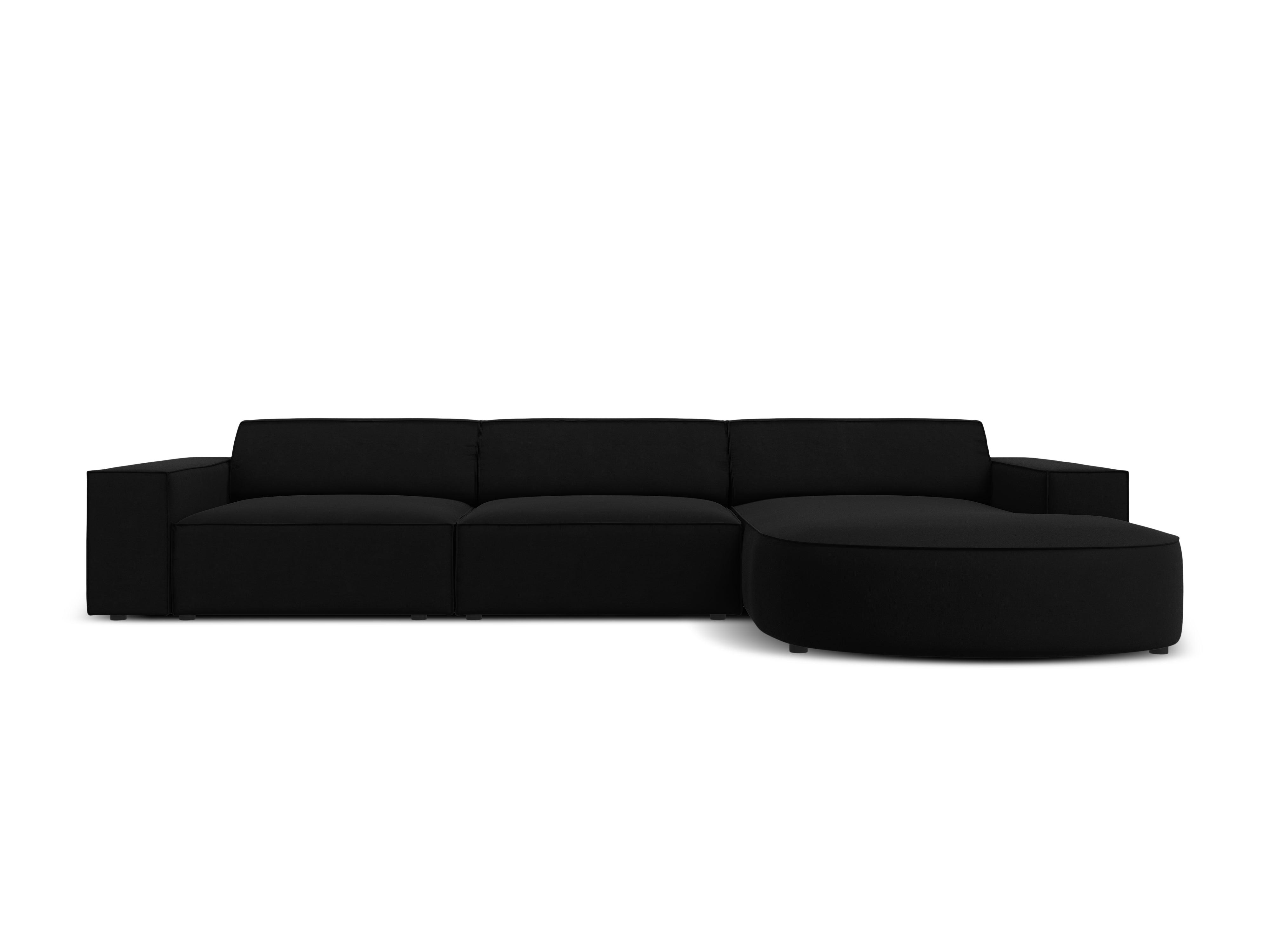 Narożnik aksamitny prawostronny 4-osobowy okrągły JODIE czarny Micadoni    Eye on Design