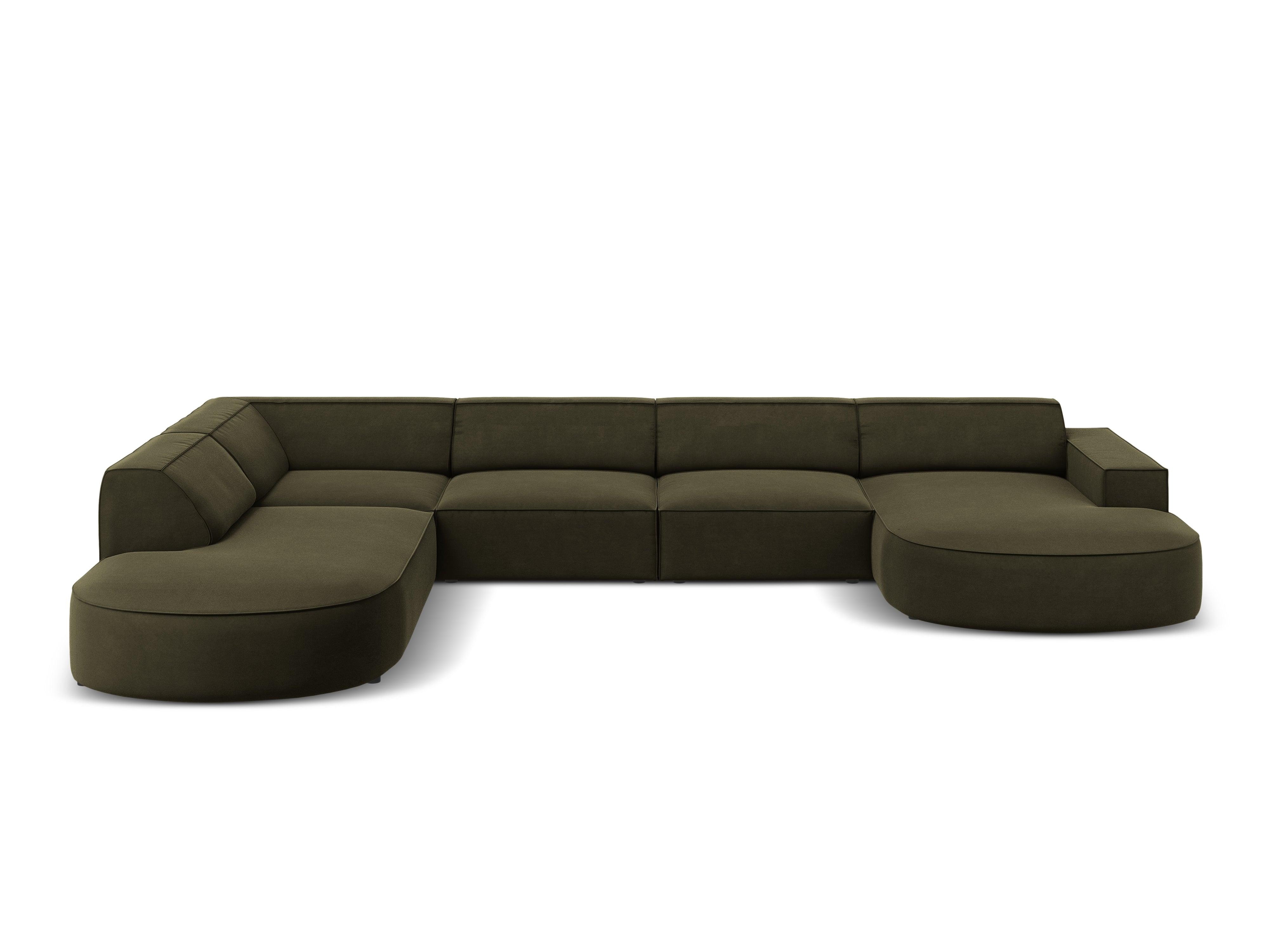 Sofa panoramiczna aksamitna lewostronna okrągła JODIE zielony Micadoni    Eye on Design