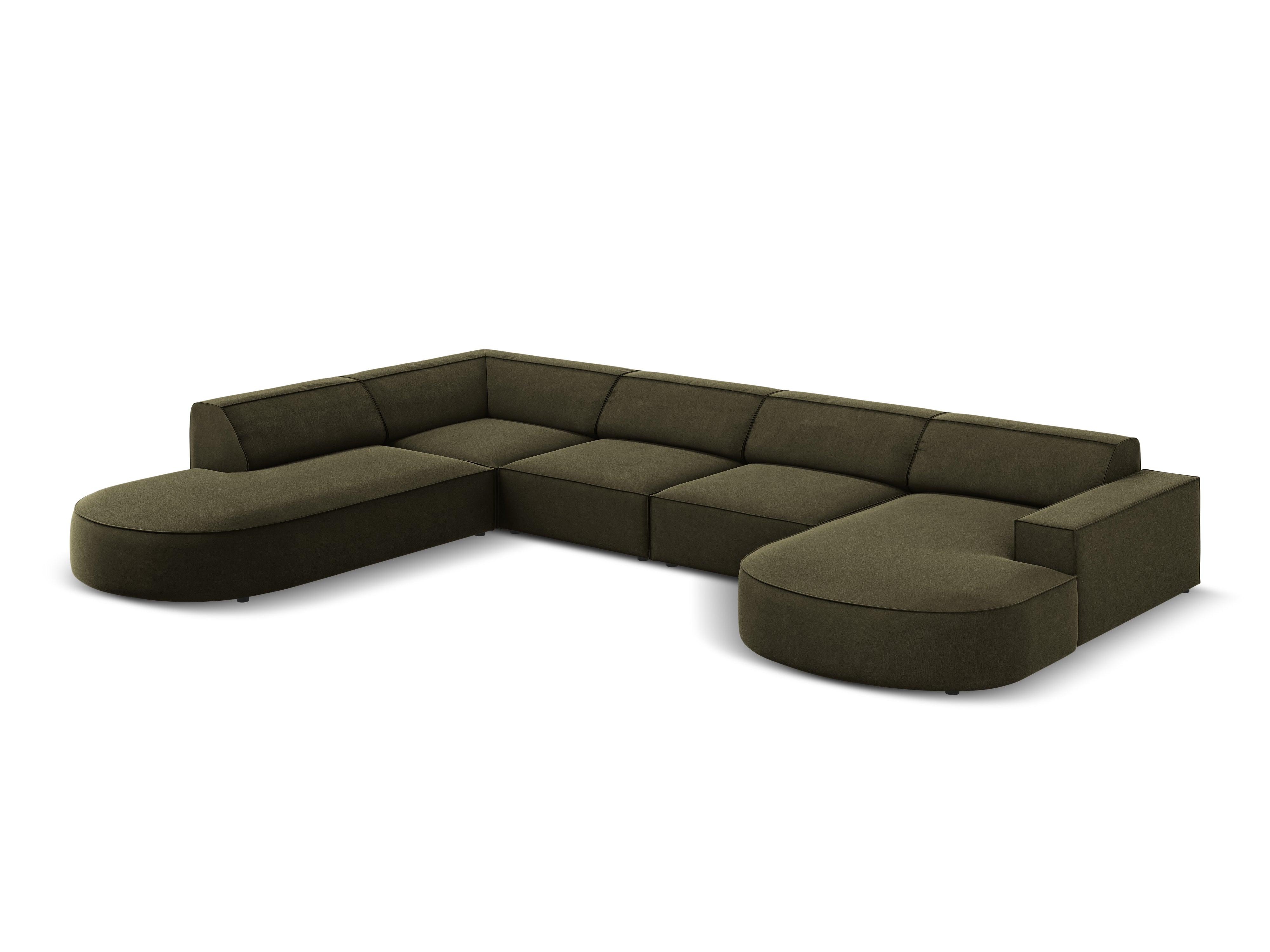 Sofa panoramiczna aksamitna lewostronna okrągła JODIE zielony Micadoni    Eye on Design
