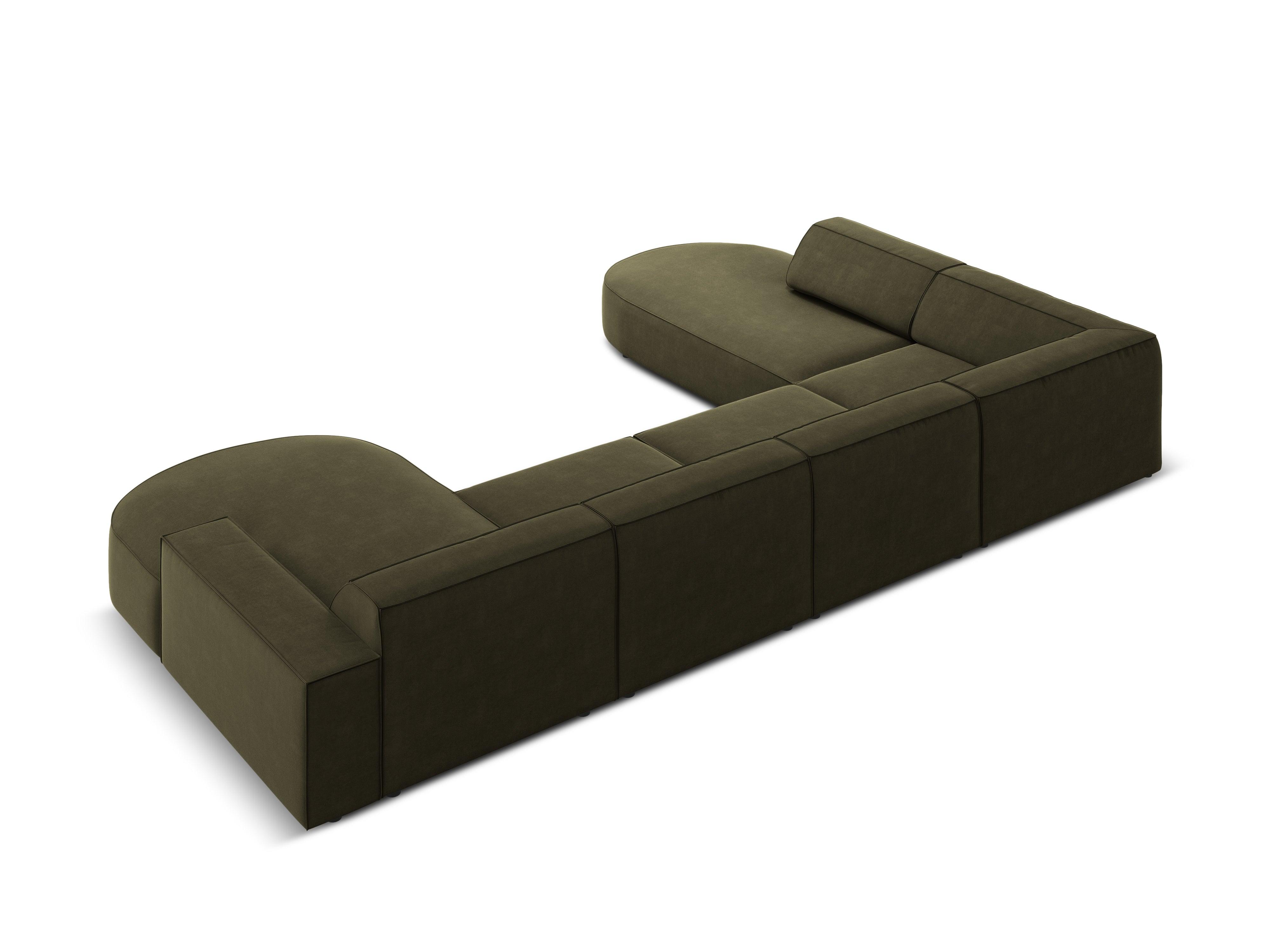 Sofa panoramiczna aksamitna lewostronna okrągła JODIE zielony Micadoni    Eye on Design