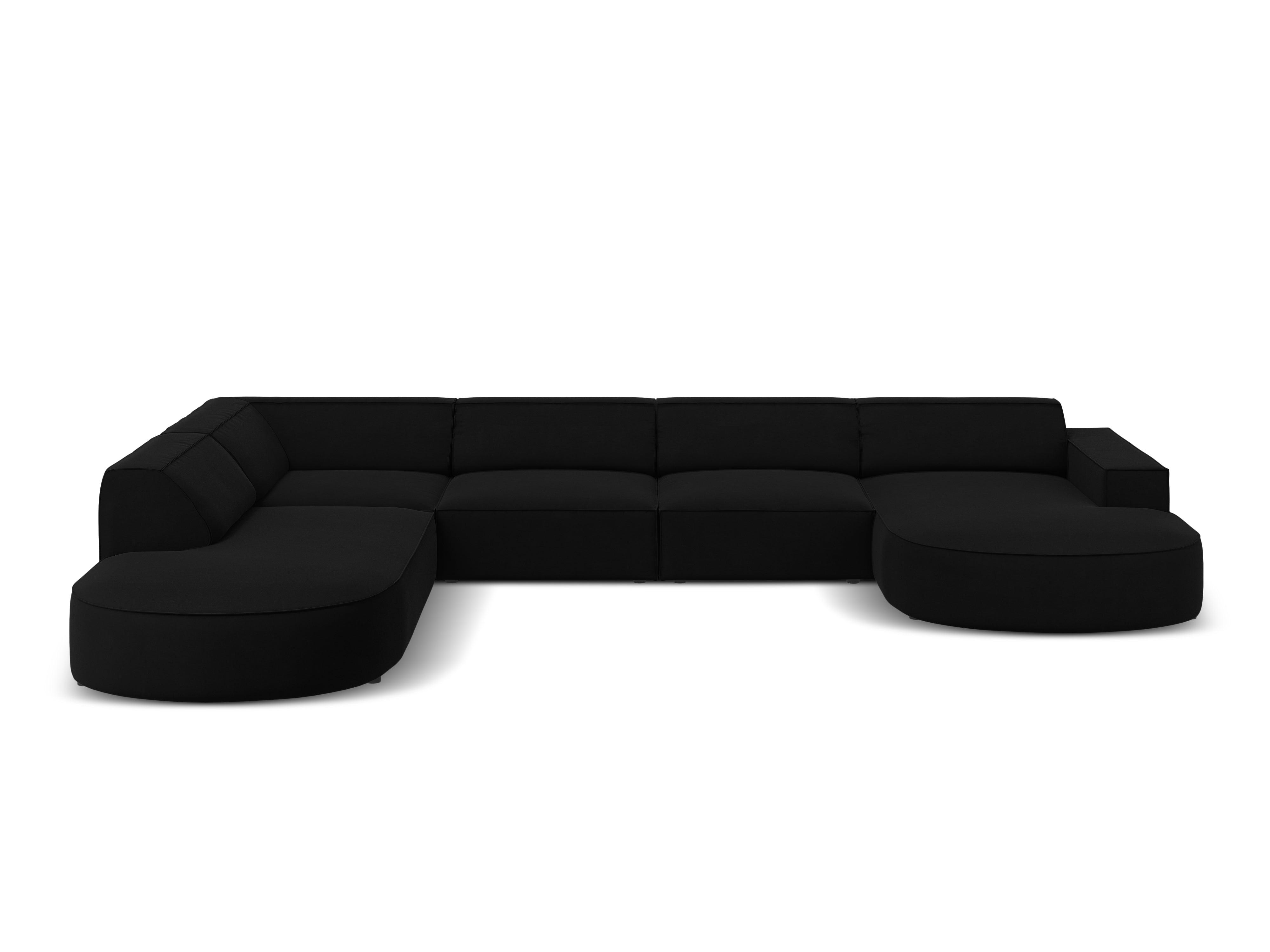 Sofa panoramiczna aksamitna lewostronna okrągła JODIE czarny Micadoni    Eye on Design