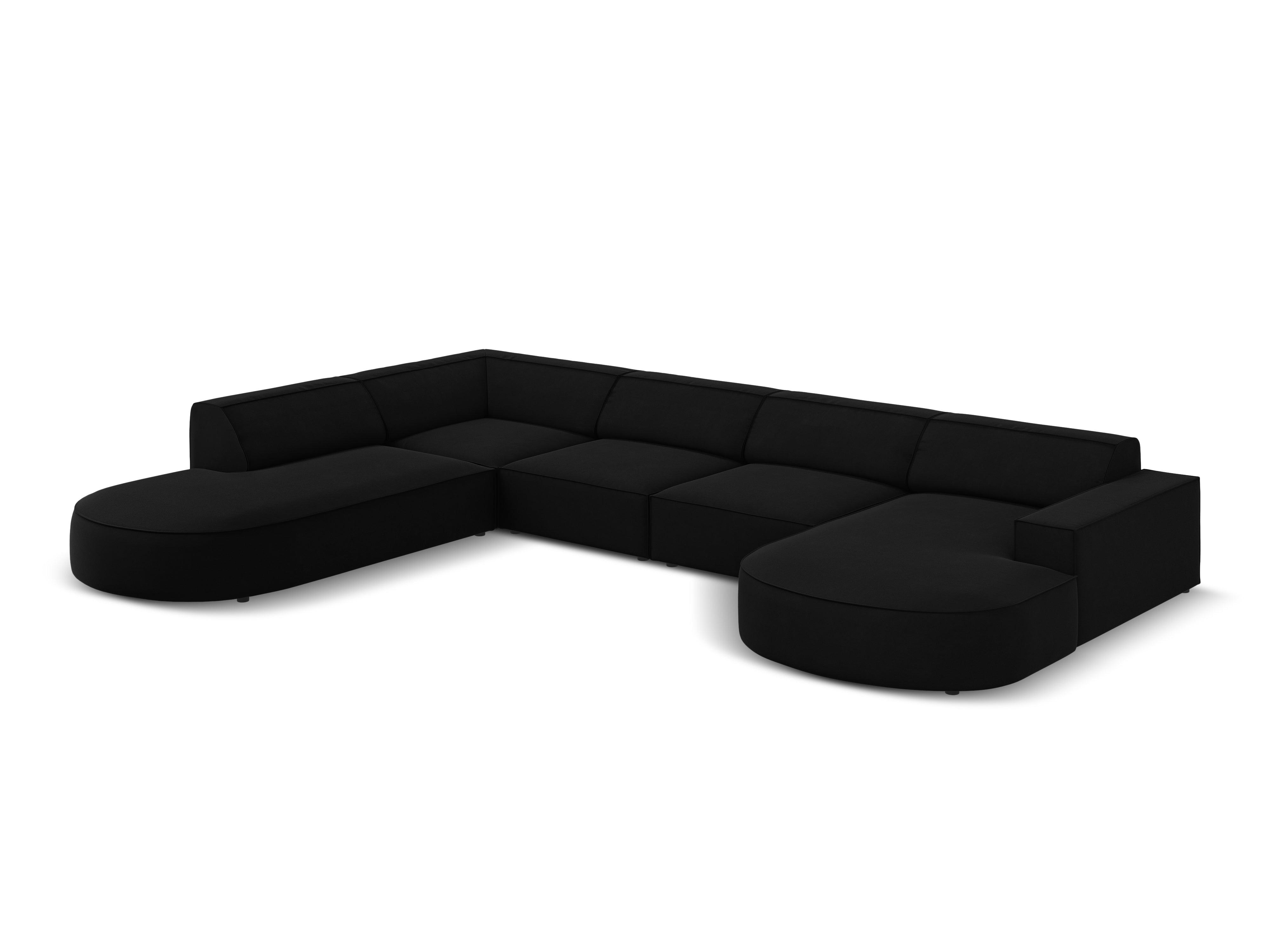 Sofa panoramiczna aksamitna lewostronna okrągła JODIE czarny Micadoni    Eye on Design
