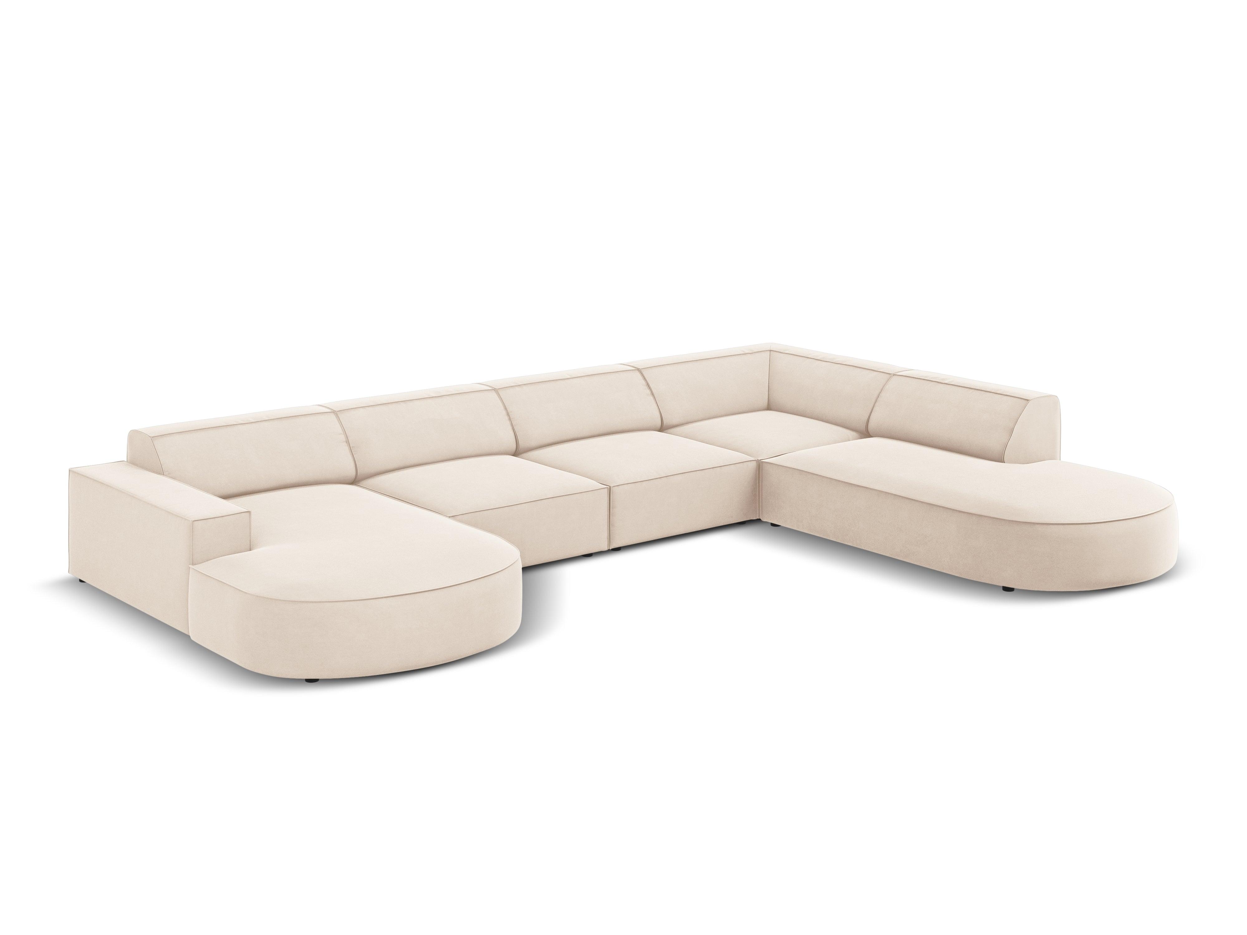 Sofa panoramiczna aksamitna prawostronna okrągła JODIE jasnobeżowy Micadoni    Eye on Design